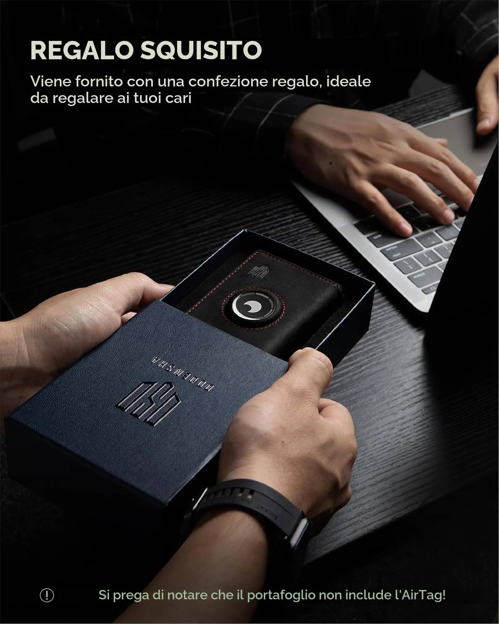 DODENSHA Airtag Wallet Portafoglio da uomo Smart Airtag con scomparto per monete, protezione RFID e capacità per oltre 10 carte di credito, design MagSnap (Nero Rosso) - immagine 9