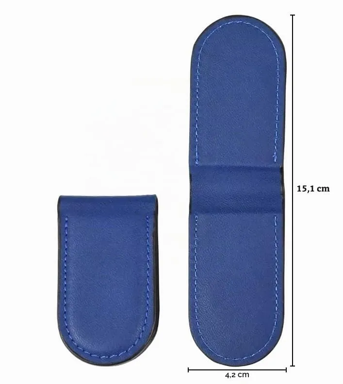 ONE SHOP di Bracalente Piero uomo fermaslodi portafoglio ecopelle soldi clip banconote donna calamita banconote magnetico fermasoldi portamonete accessori portafogli Ovale (Blu) - immagine 2