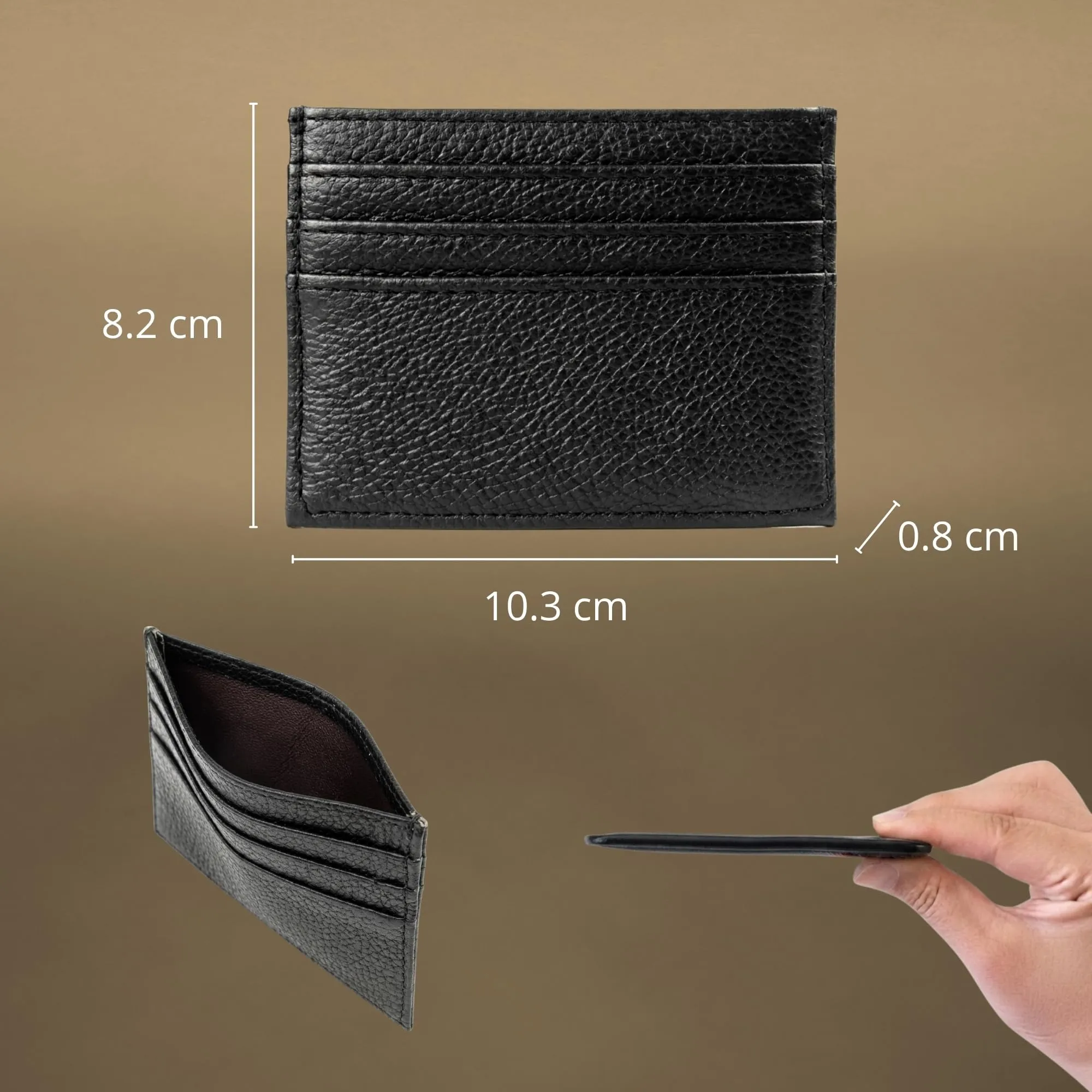 AURACASA Portafoglio per carta di credito, portacarte super sottile, portafoglio in PU per uomo e donna con 6 scomparti per carte e 1 tasca (Nero) - immagine 2
