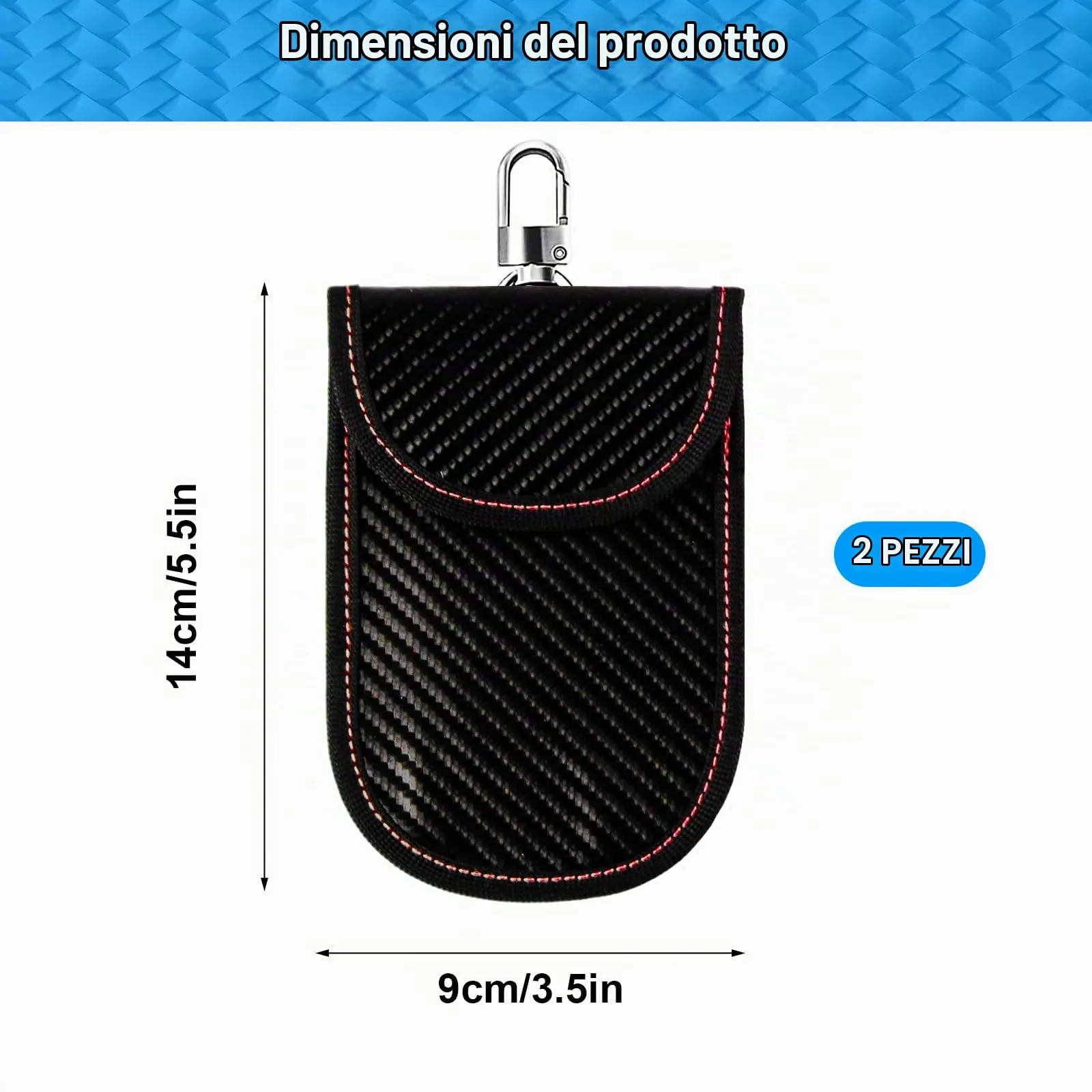 2 Pz Custodia Faraday Chiavi Auto, Borsa Blocco RFID - immagine 2