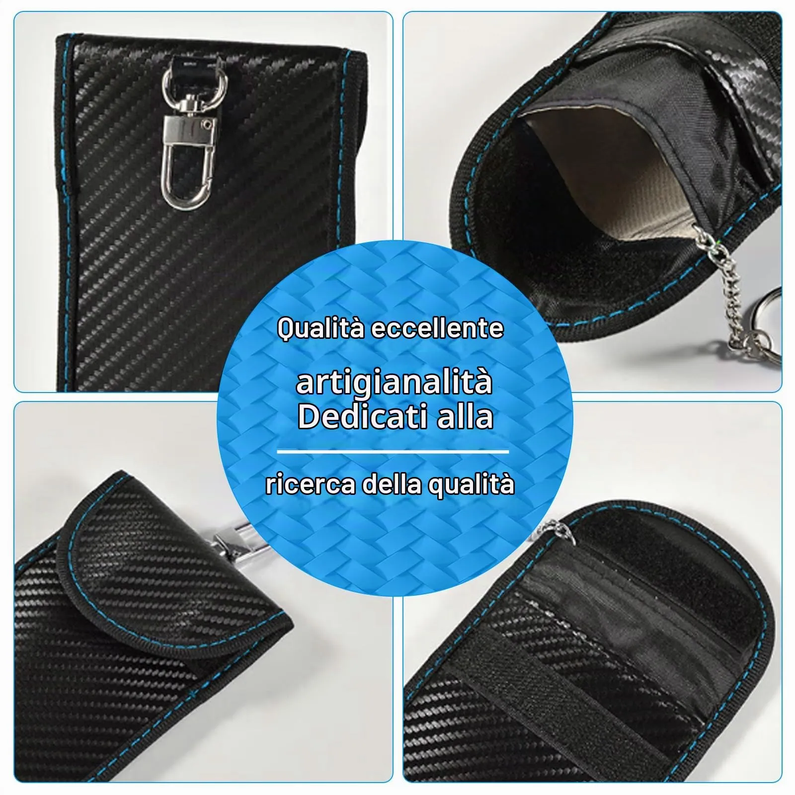 2 Pz Custodia Faraday Chiavi Auto, Borsa Blocco RFID - immagine 3