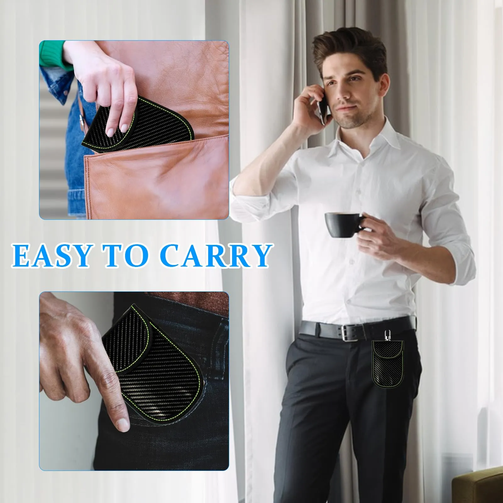 2 Pz Custodia Faraday Chiavi Auto, Borsa Blocco RFID - immagine 6