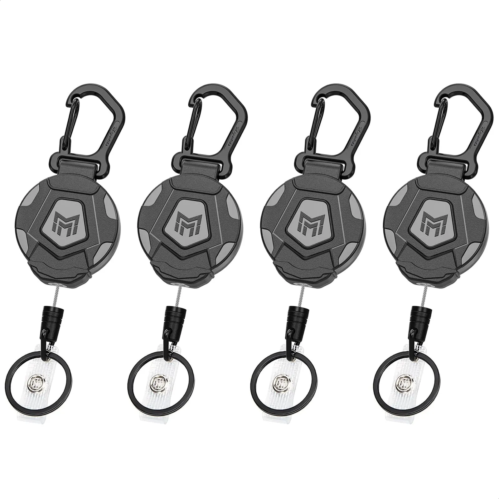 MNGARISTA Portachiavi retrattile, porta badge con moschettone per impieghi gravosi (Carabiner(4 Pack)) - immagine 1
