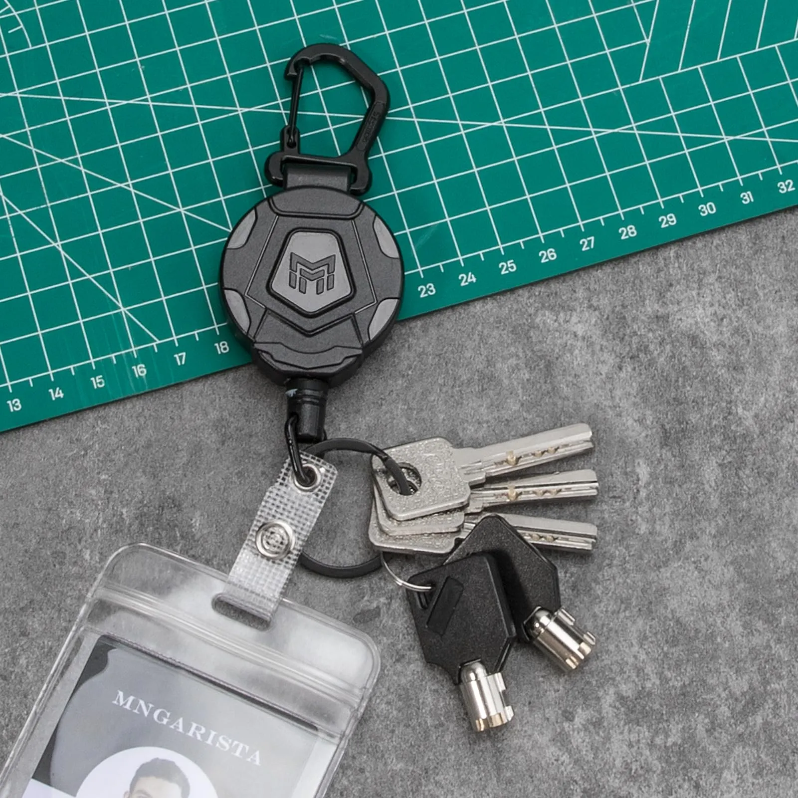 MNGARISTA Portachiavi retrattile, porta badge con moschettone per impieghi gravosi (Carabiner(4 Pack)) - immagine 2