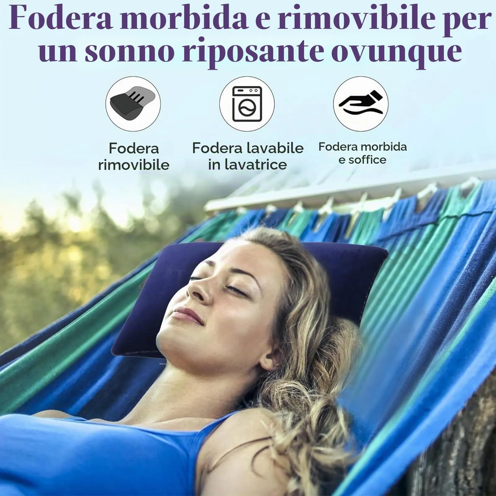 Confezione da 2 cuscini gonfiabili ultraleggeri piccoli quadrati in tessuto floccato cuscino d'aria da campeggio blu navy cuscini da viaggio gonfiabili 32 x 20 cm superficie morbida floccata, leggero - immagine 2