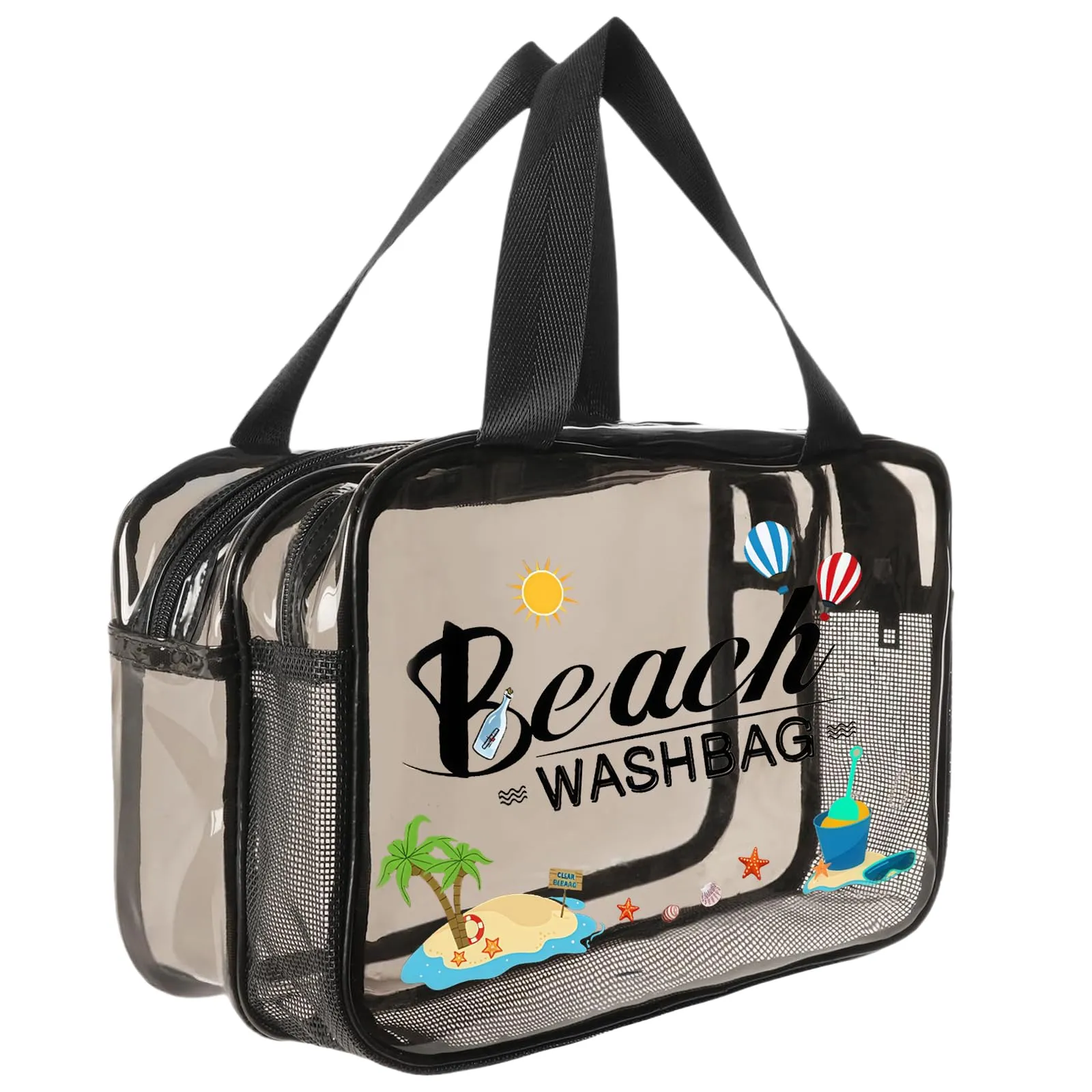 Aucuu Borse Da Toilette Trasparente, Beauty Case Trasparente, PVC Trousse da Viaggio, Borsa Cosmetici con separazione tra asciutto e bagnato, Cosmetici Trucco Portatile per Piscina, Viaggio - immagine 1