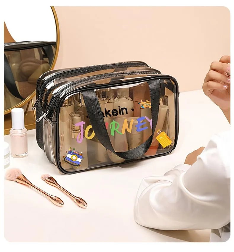 Aucuu Borse Da Toilette Trasparente, Beauty Case Trasparente, PVC Trousse da Viaggio, Borsa Cosmetici con separazione tra asciutto e bagnato, Cosmetici Trucco Portatile per Piscina, Viaggio - immagine 5