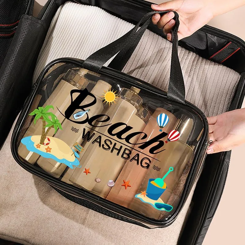 Aucuu Borse Da Toilette Trasparente, Beauty Case Trasparente, PVC Trousse da Viaggio, Borsa Cosmetici con separazione tra asciutto e bagnato, Cosmetici Trucco Portatile per Piscina, Viaggio - immagine 8