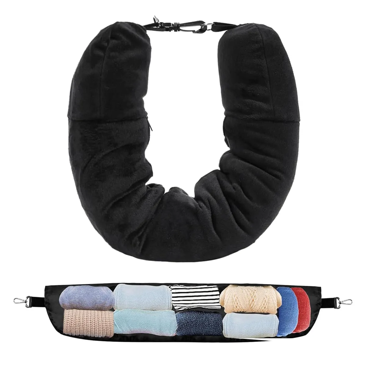 CUEMOON Cuscino da Viaggio Riempibile per Collo, Cuscino Viaggio Riempibile Polivalente(Senza Riempitivo) per Gli Elementi Essenziali Viaggio 3-5 Giorni Senza Imbottitura - immagine 1