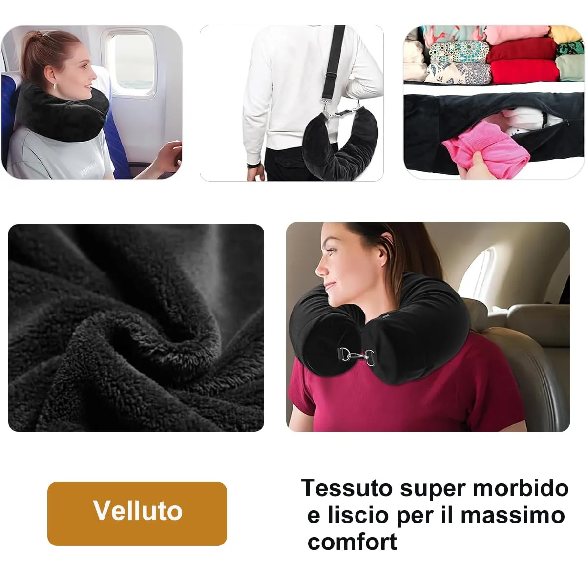 CUEMOON Cuscino da Viaggio Riempibile per Collo, Cuscino Viaggio Riempibile Polivalente(Senza Riempitivo) per Gli Elementi Essenziali Viaggio 3-5 Giorni Senza Imbottitura - immagine 4