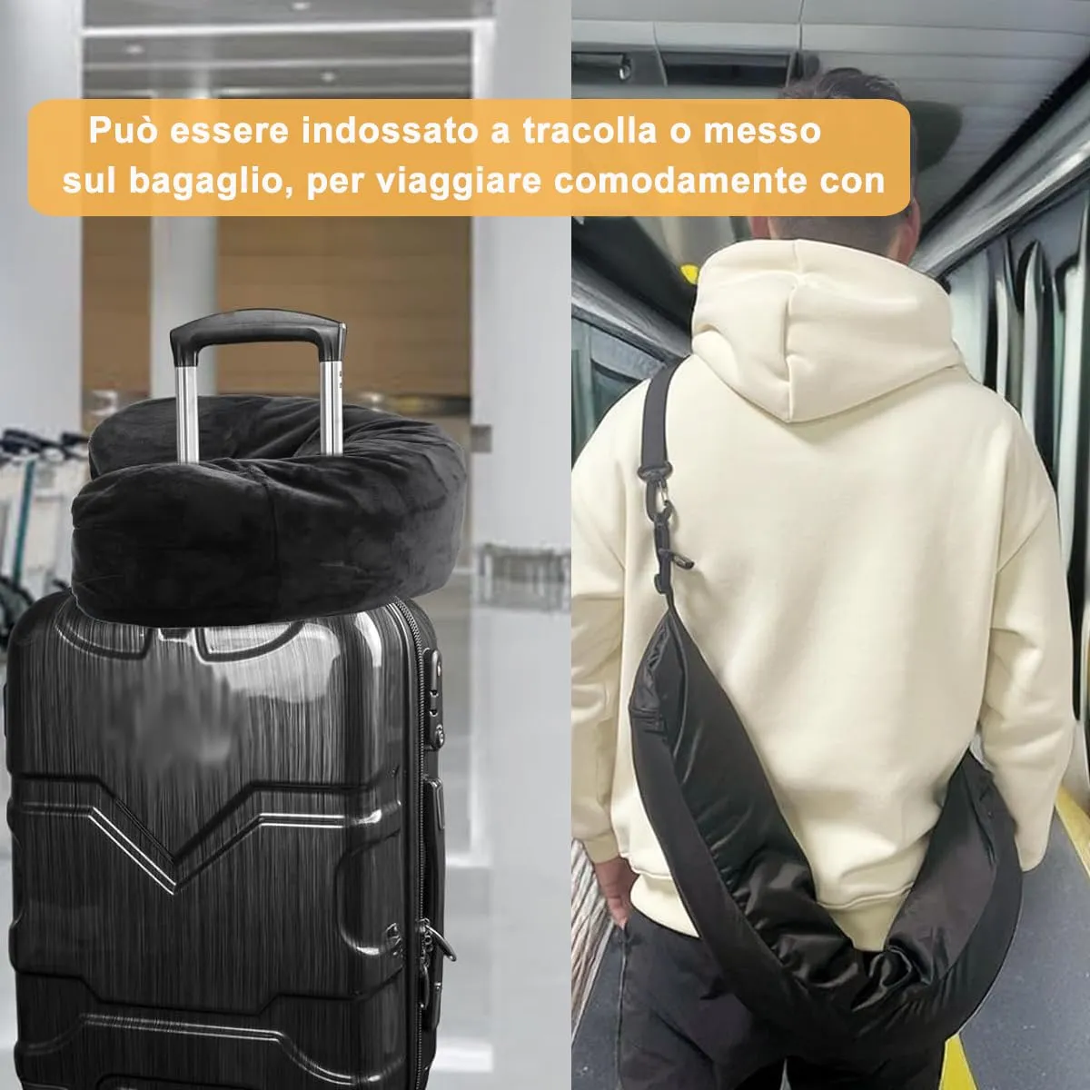 CUEMOON Cuscino da Viaggio Riempibile per Collo, Cuscino Viaggio Riempibile Polivalente(Senza Riempitivo) per Gli Elementi Essenziali Viaggio 3-5 Giorni Senza Imbottitura - immagine 5