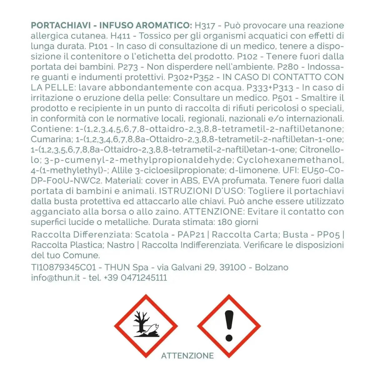 THUN - Portachiavi profumato quadrifoglio - mettalo - Collezione Profumazioni - 12 cm con catena 4 cm icona - immagine 4