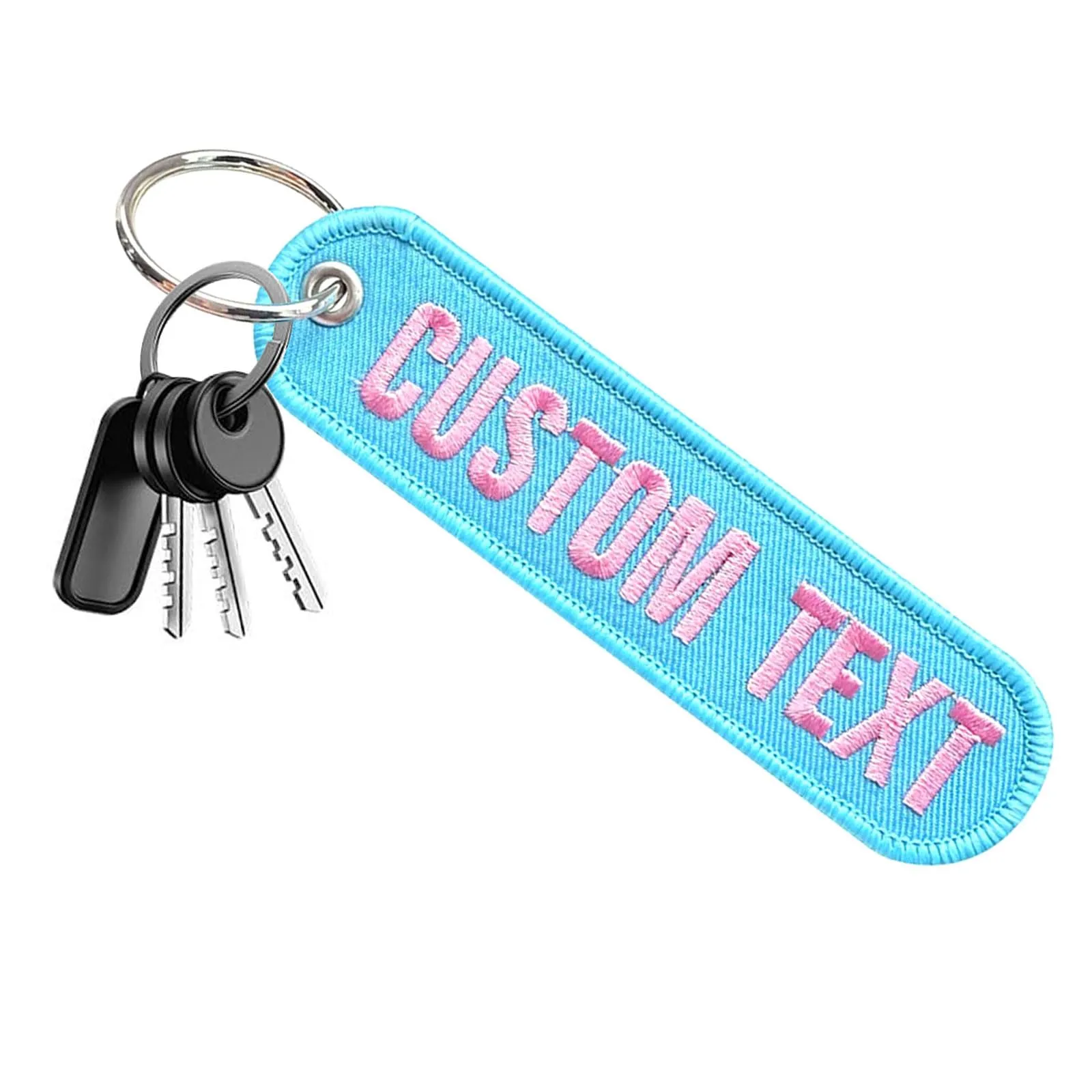 Brillianne Portachiavi con ricamo personalizzato, etichette per chiavi con ricamo bifacciale personalizzate con nome/numero, portachiavi per motociclette, scooter, auto, chiavi della stanza - immagine 4