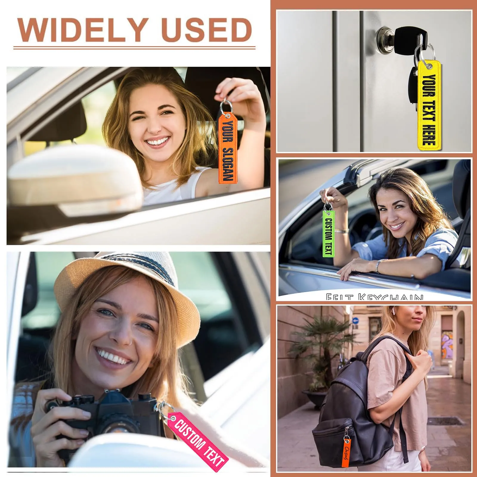 Brillianne Portachiavi con ricamo personalizzato, etichette per chiavi con ricamo bifacciale personalizzate con nome/numero, portachiavi per motociclette, scooter, auto, chiavi della stanza - immagine 6