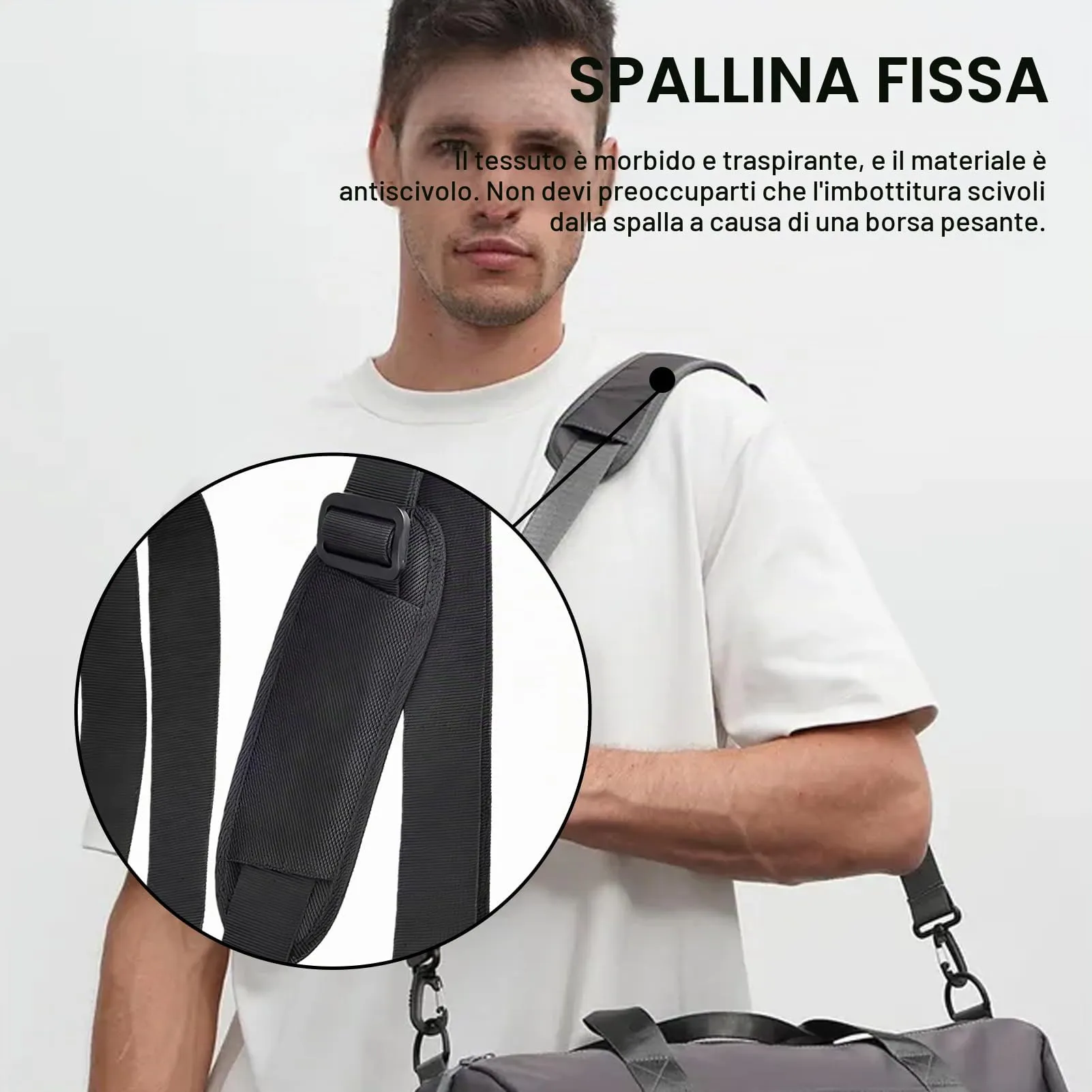 Universale Sostituzione Cinghia Tracolla 160cm larghezza 38mm di Spalla Imbottita e Staccabile Regolabile Cintura, per Laptop Borsa Chitarra di Ricambio Fotocamera Con Ganci Girevoli-Nero - immagine 5