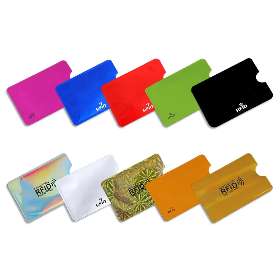 ROLKUFA 10 Pezzi Supporto Per Carte Rfid Colorato,Custodie Per Carte Di Credito,Un Set Di Coperture Sicure Per Carte Di Credito Senza Contatto E Clip Per Carte Antifurto - immagine 1