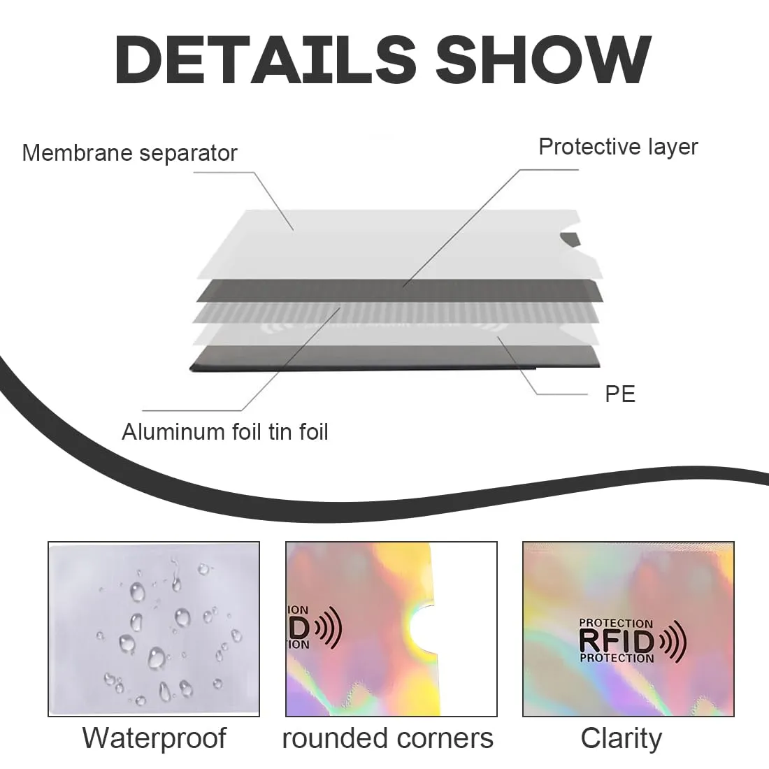 ROLKUFA 10 Pezzi Supporto Per Carte Rfid Colorato,Custodie Per Carte Di Credito,Un Set Di Coperture Sicure Per Carte Di Credito Senza Contatto E Clip Per Carte Antifurto - immagine 3