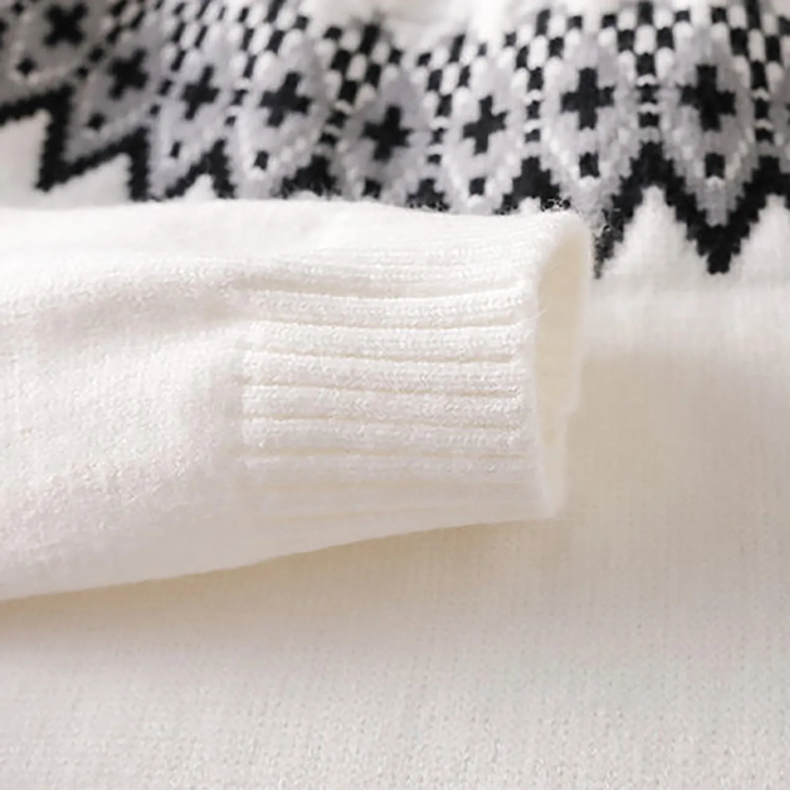 Mymyguoe Maglione norvegese da uomo in lana a righe fine merino, lavorato a maglia jacquard, motivo cavallo, slim fit, invernale, caldo maglione natalizio, bianco, XXL - immagine 6
