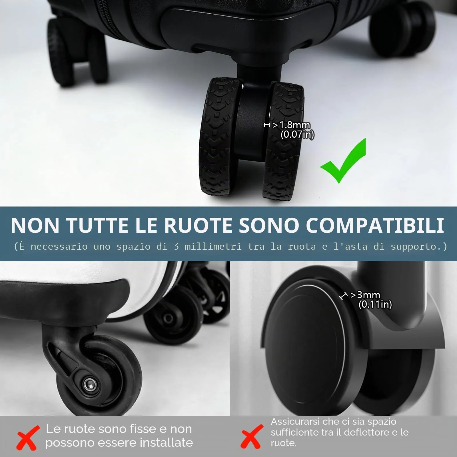 8 Copri Ruote Valigia in Silicone Grigio - immagine 4