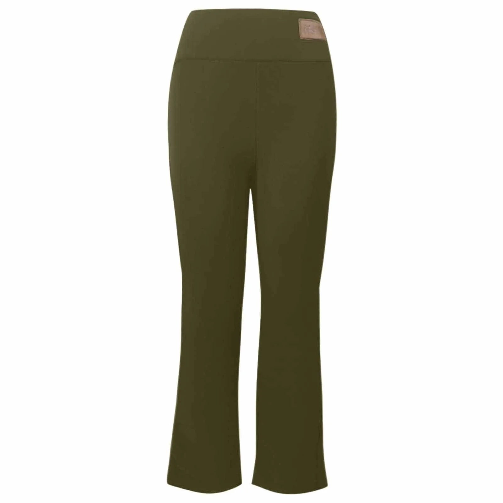 Gefomuofe Pantaloni a zampa da donna, in pile 70, termici, da yoga, caldi, elastici, per il tempo libero, spessi, in tinta unita, pantaloni da jogging comodi, verde militare, S - immagine 6