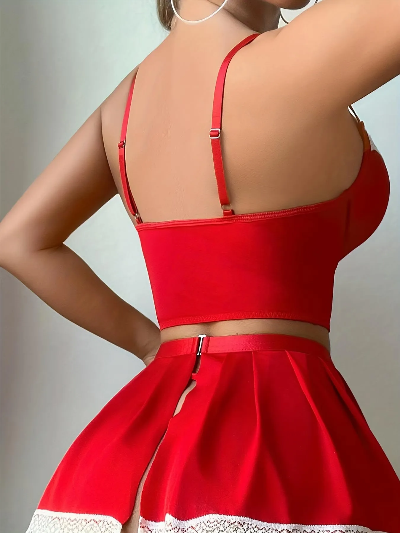 Sthxyfaith Lingerie sexy da donna, babydoll, set di lingerie cattiva, camicia da notte, costume sexy, Colore: rosso, L - immagine 3