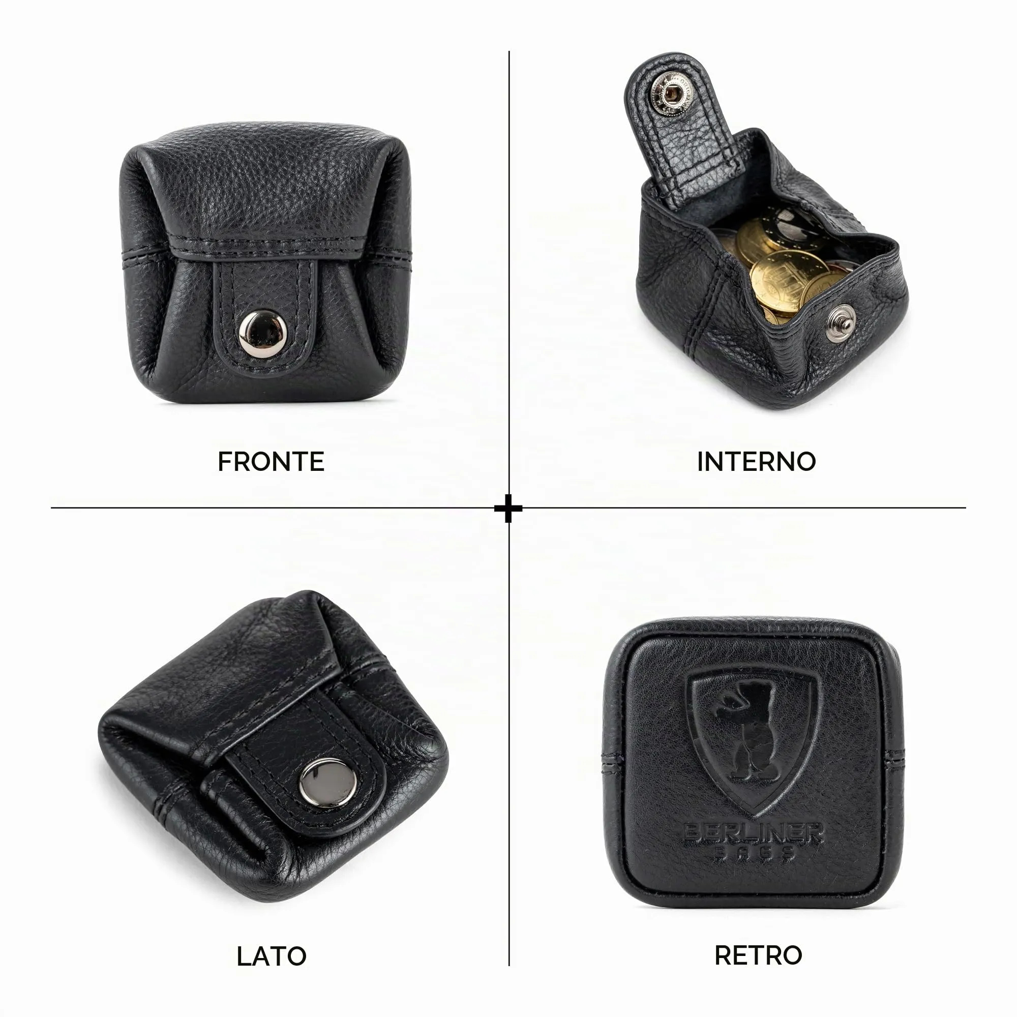 Berliner Bags Portamonete Lena Mini con Chiusura a Bottone in Vera Pelle - immagine 5