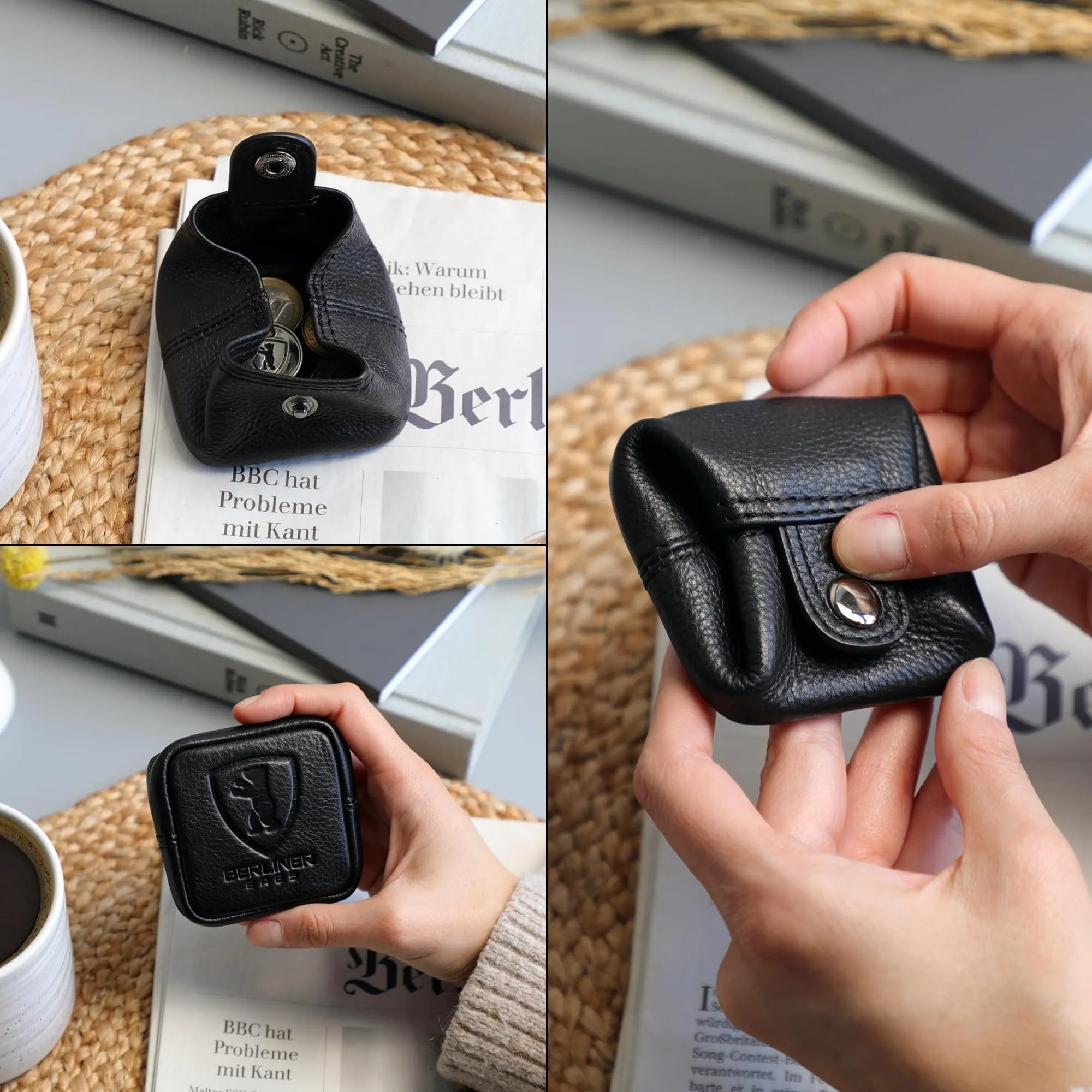 Berliner Bags Portamonete Lena Mini con Chiusura a Bottone in Vera Pelle - immagine 6