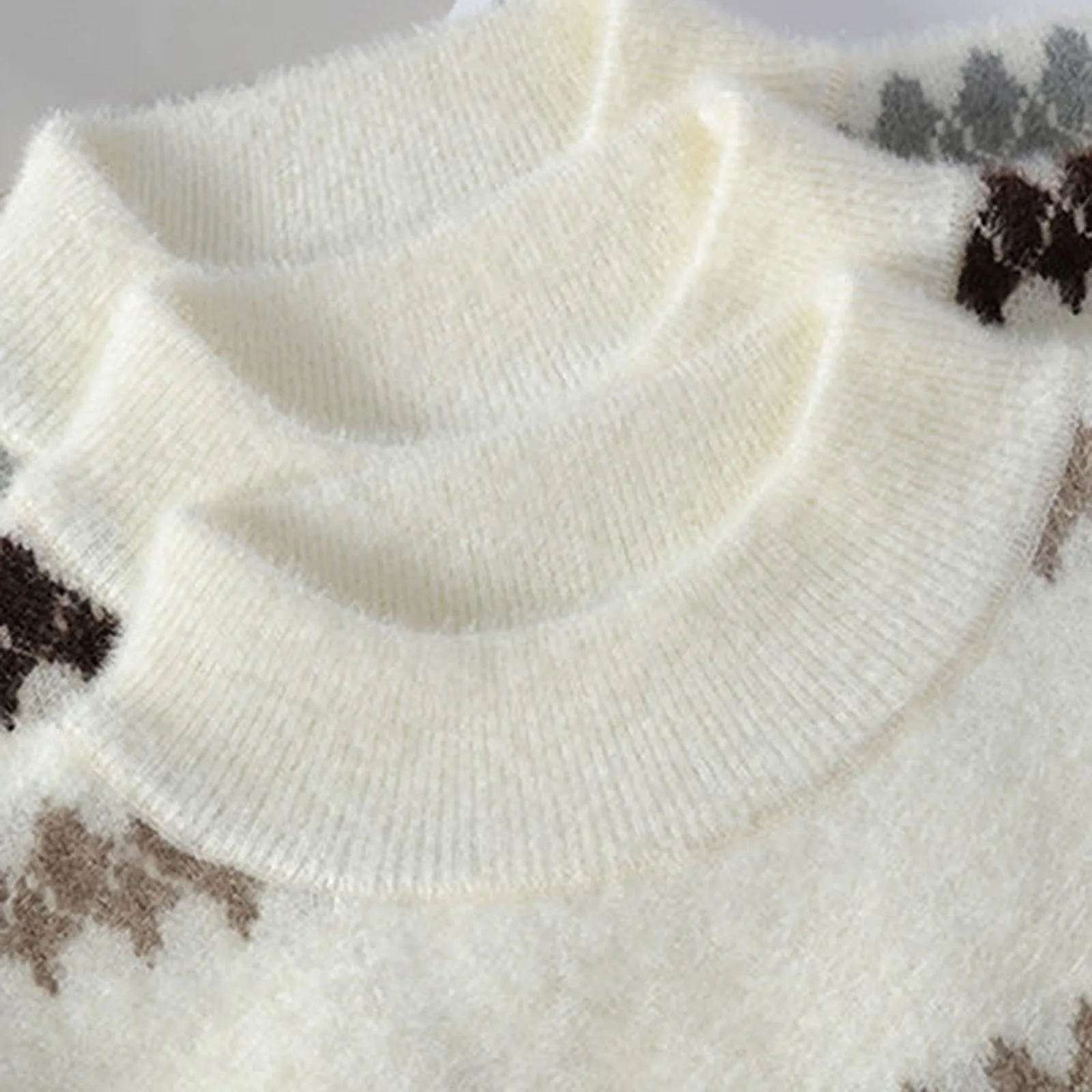 Mymyguoe - Maglione norvegese da uomo, in lana a righe, in pura merino, con motivo jacquard, a cavalli, slim fit, caldo, per l'inverno, maglione natalizio, XXL - immagine 5