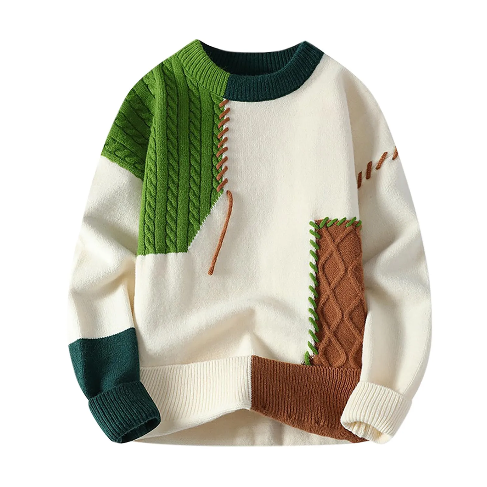 Mymyguoe - Maglione norvegese da uomo, in lana a righe, in pura merino, con motivo jacquard a motivi equestri, maglione invernale caldo e a maniche lunghe, slim fit, per le feste di Natale, XL - immagine 2