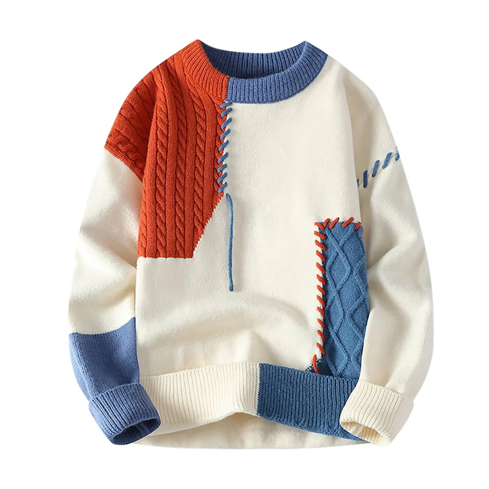 Mymyguoe - Maglione norvegese da uomo, in lana a righe, in pura merino, con motivo jacquard a cavalli, slim fit, caldo e ideale per le festività invernali, XXL - immagine 2