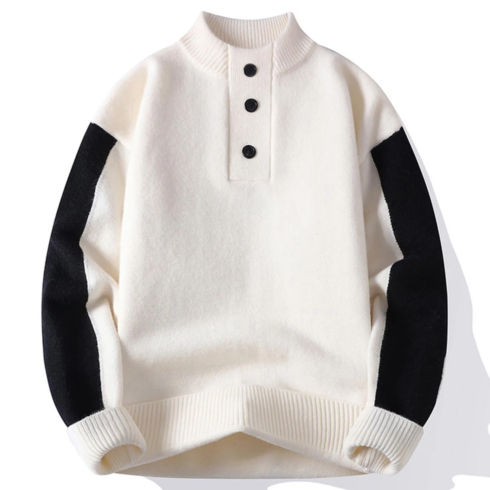 Mymyguoe - Maglione norvegese da uomo, in lana a righe, in pura merino, in jacquard, con motivo a cavalli, slim fit, invernale, caldo, maglione natalizio, sweatshirt, XL - immagine 3