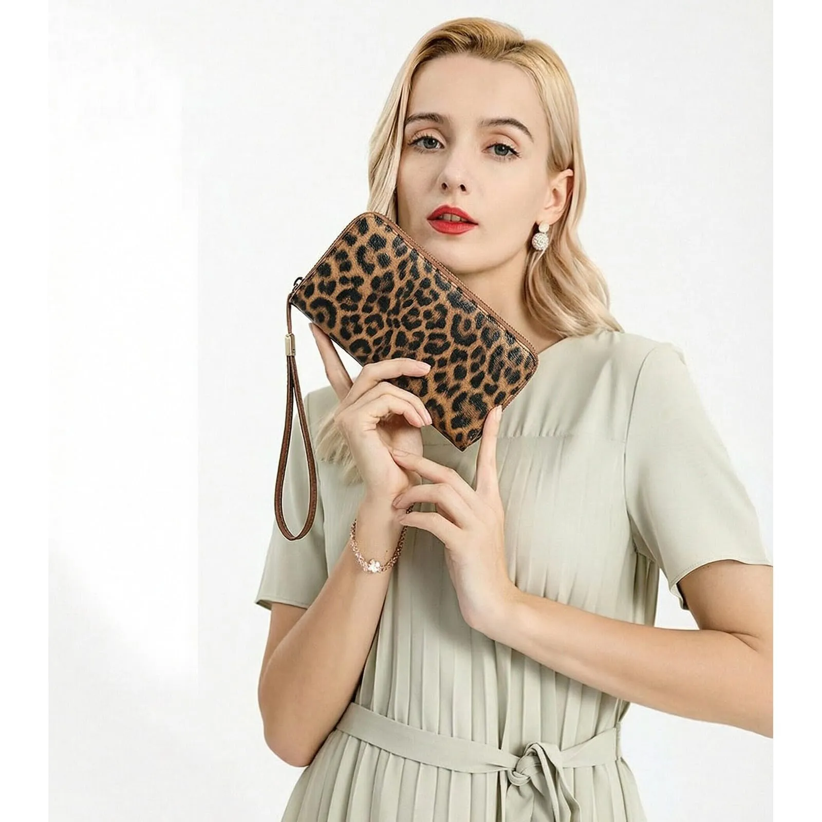 SENDEFN Portafoglio Donna Grande, Portamonete RFID con Doppia Cerniera, Porta Carte in Pelle Vegana, Borsellino Donna con Wristlet Rimovibile e 36 Scomparti per Carte - immagine 7