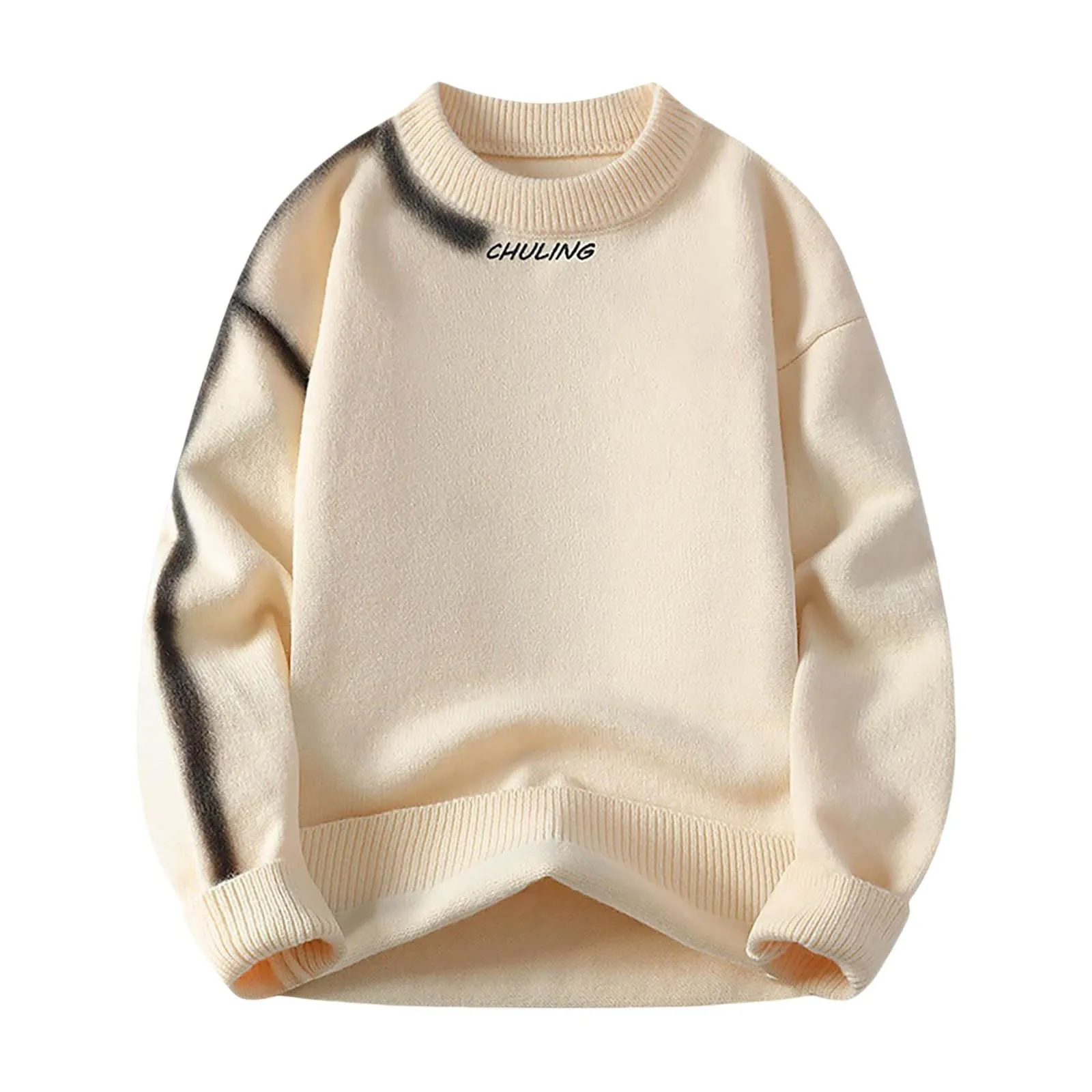 Mymyguoe Maglione norvegese da uomo in lana a righe fine merino, lavorato a maglia jacquard, motivo cavallo, slim fit, invernale, caldo maglione natalizio, Q6 beige, 3XL - immagine 1