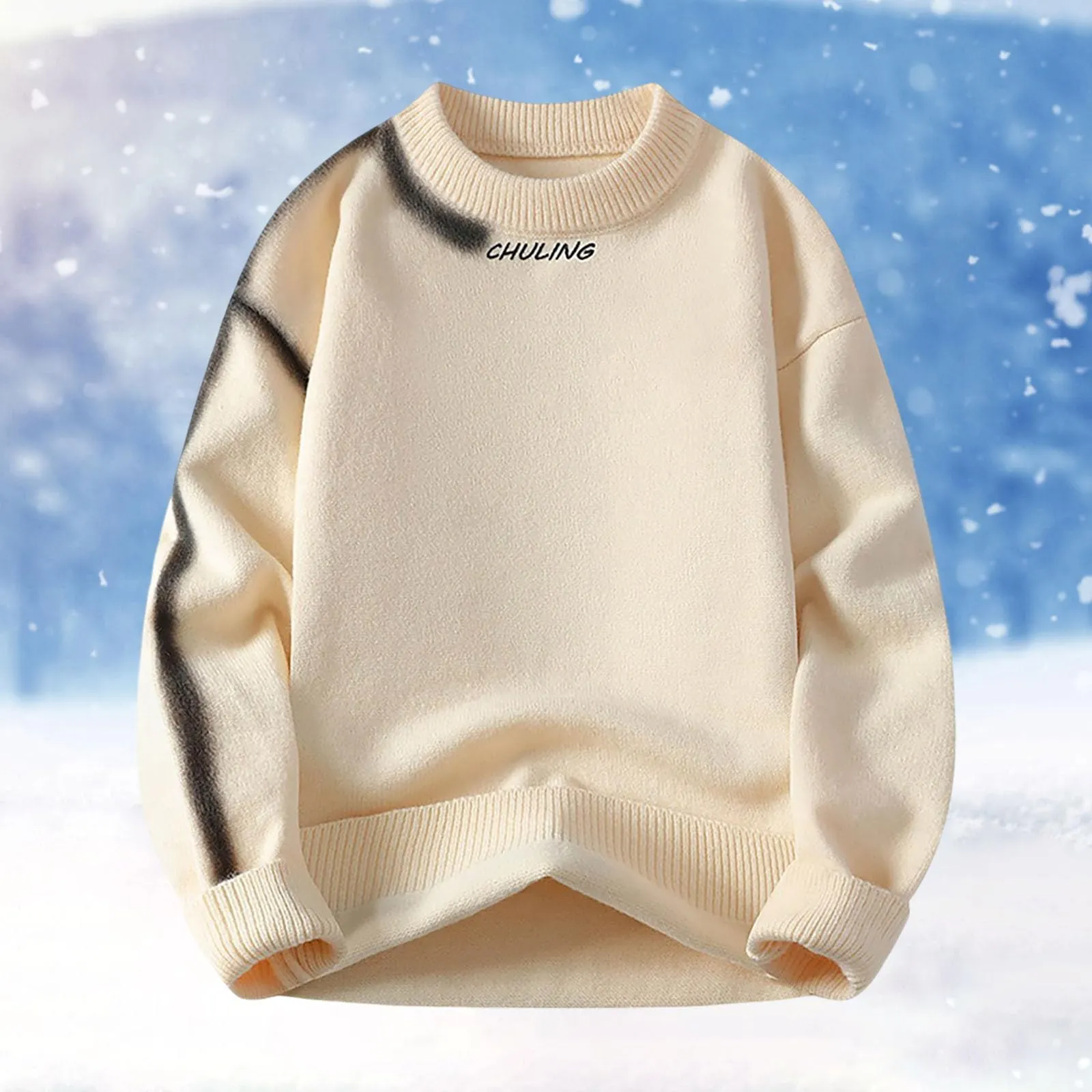 Mymyguoe Maglione norvegese da uomo in lana a righe fine merino, lavorato a maglia jacquard, motivo cavallo, slim fit, invernale, caldo maglione natalizio, Q6 beige, 3XL - immagine 3