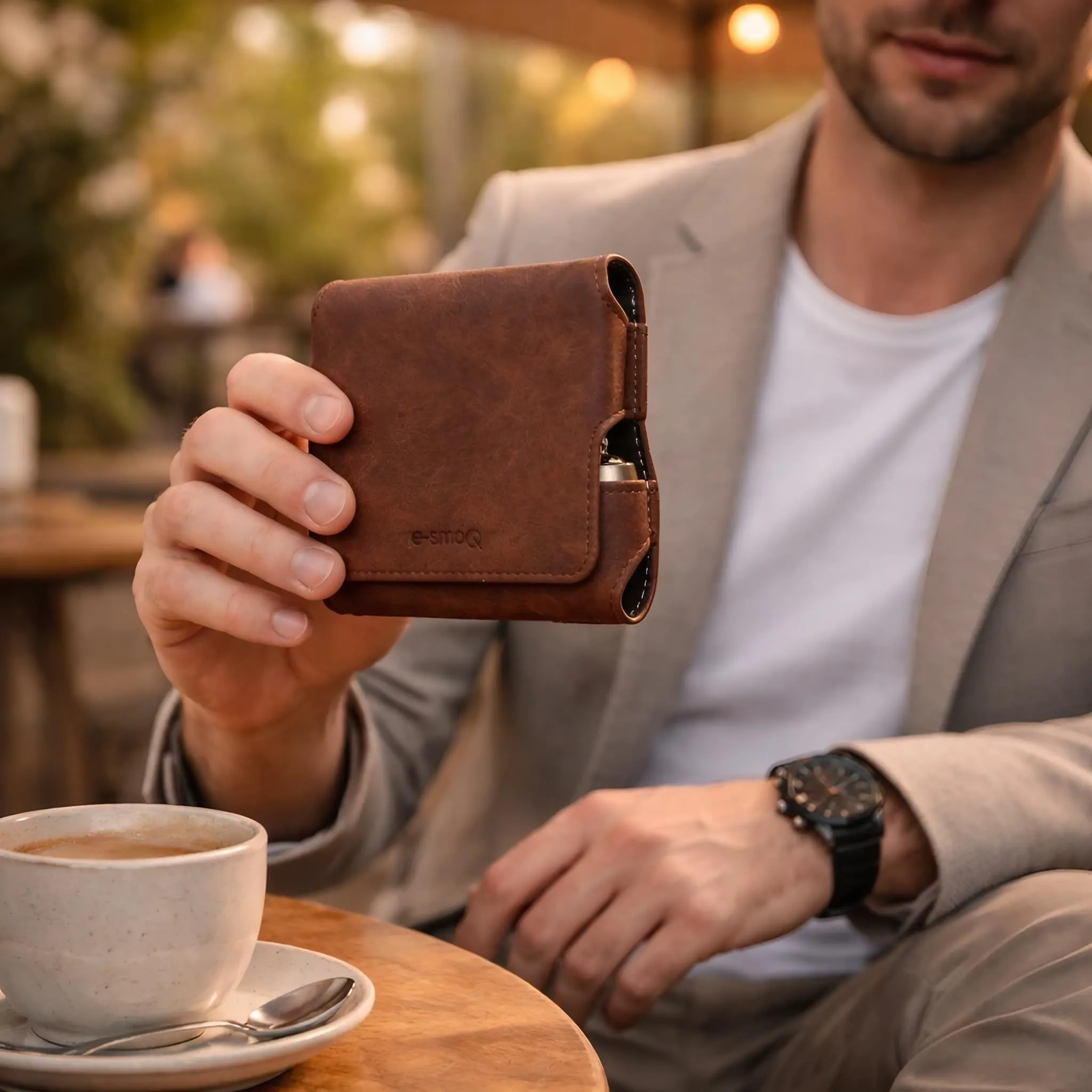 Custodia per IQOS ILUMA & ILUMA i – Custodia compatibile con accessori IQOS, pratica custodia per bastoncini di tabacco TEREA, mini posacenere o estrattore da ricamo (marrone) - immagine 3