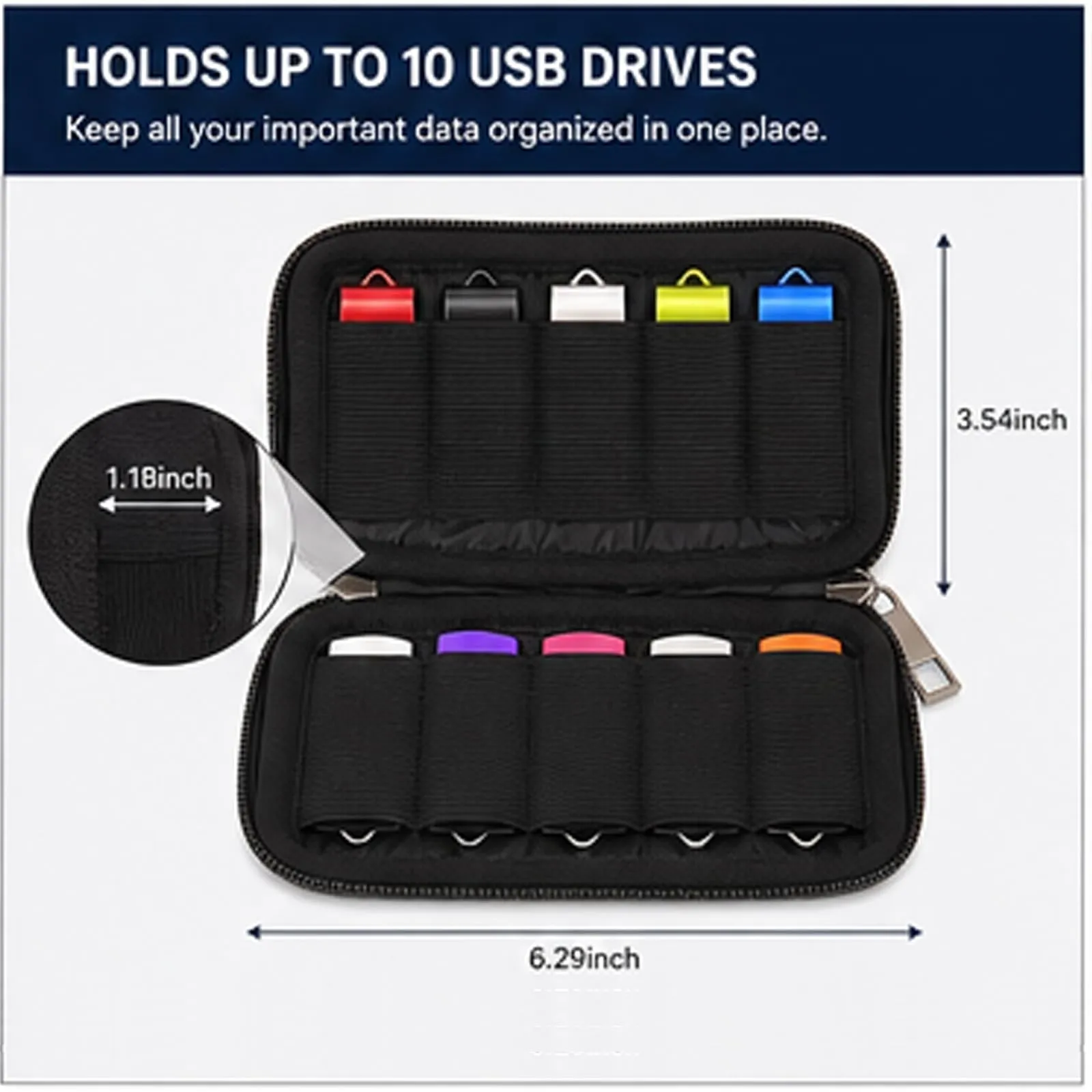 Custodia per Chiavette USB con 10 Scomparti, Porta Chiavette USB WISEORANGE - immagine 2