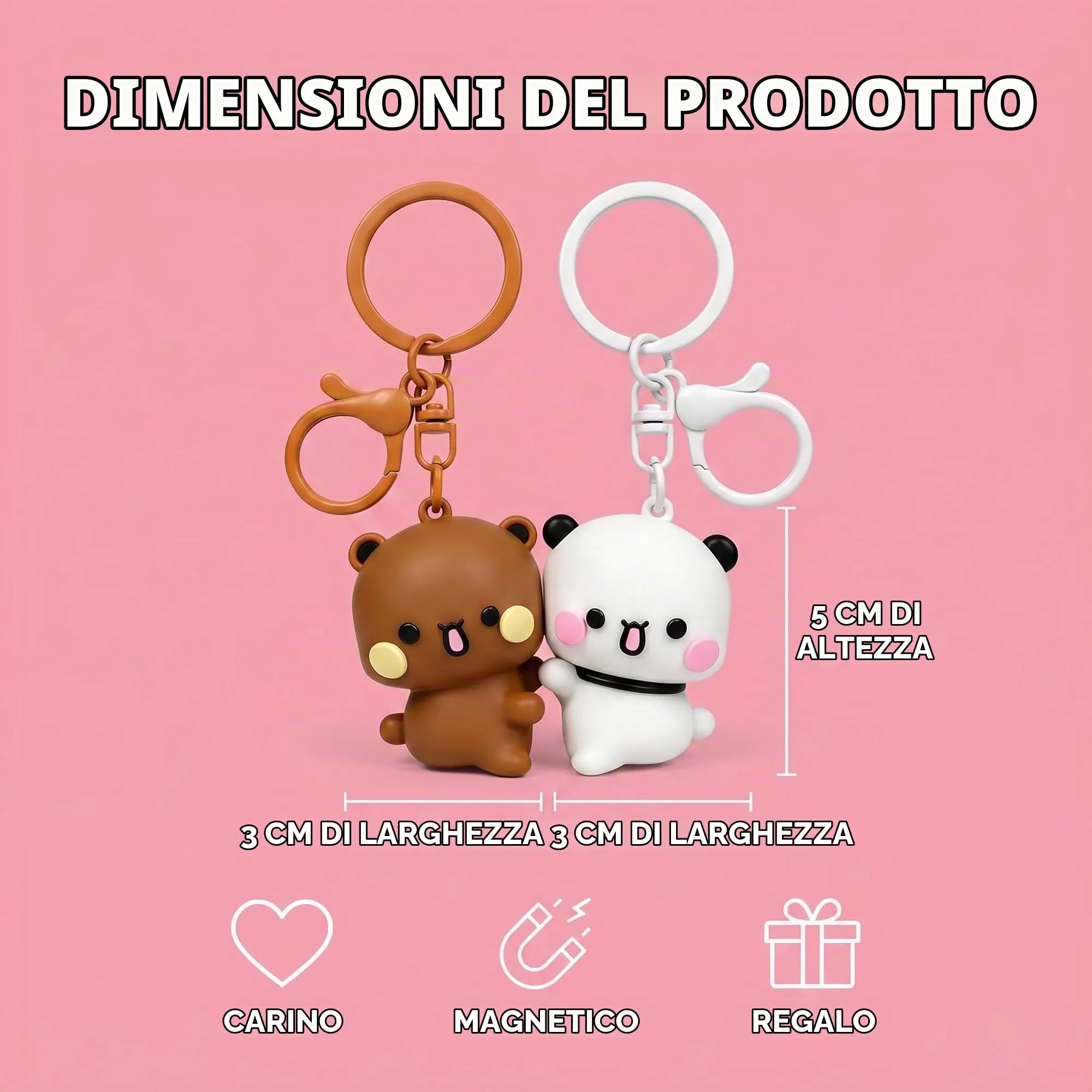 EBHO Bubu dudu Magnetico Portachiavi, Modello per Coppie Ciondoli Per Borse, Ciondoli per Zaino, Adatto a Regali Di San Valentino - immagine 2
