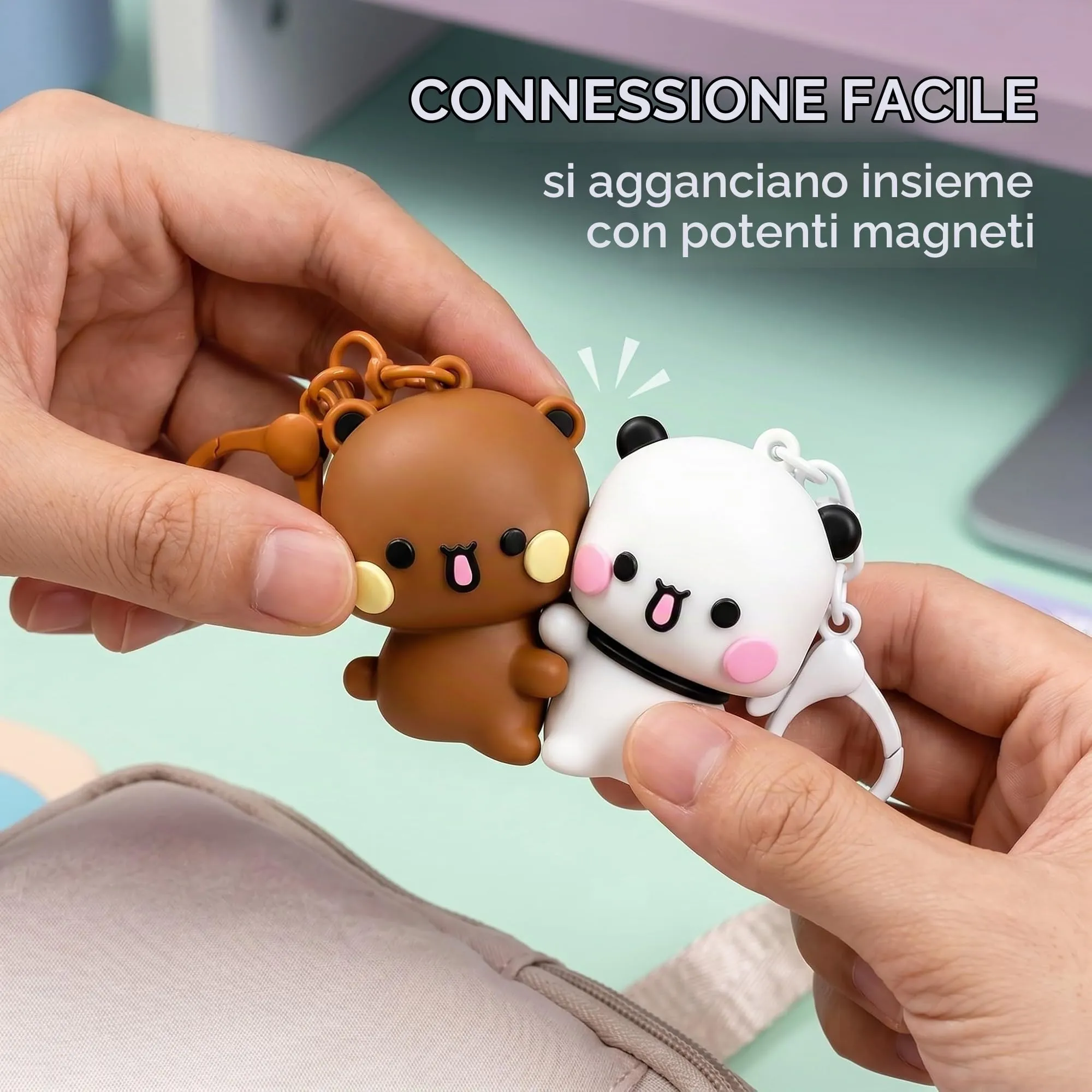 EBHO Bubu dudu Magnetico Portachiavi, Modello per Coppie Ciondoli Per Borse, Ciondoli per Zaino, Adatto a Regali Di San Valentino - immagine 7