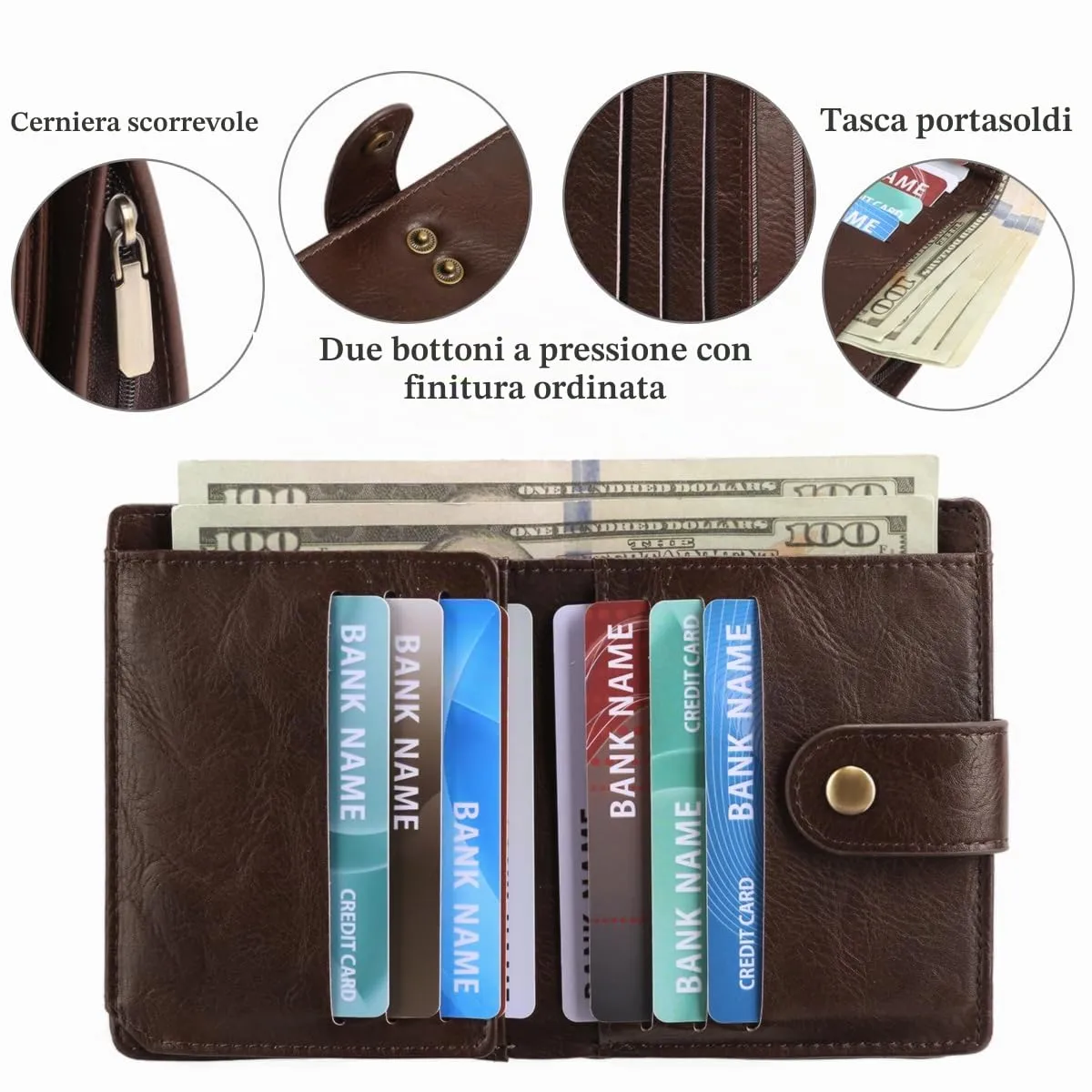 GAEKEAO Portafoglio Uomo, Portamonete in Similpelle con Protezione RFID - immagine 4