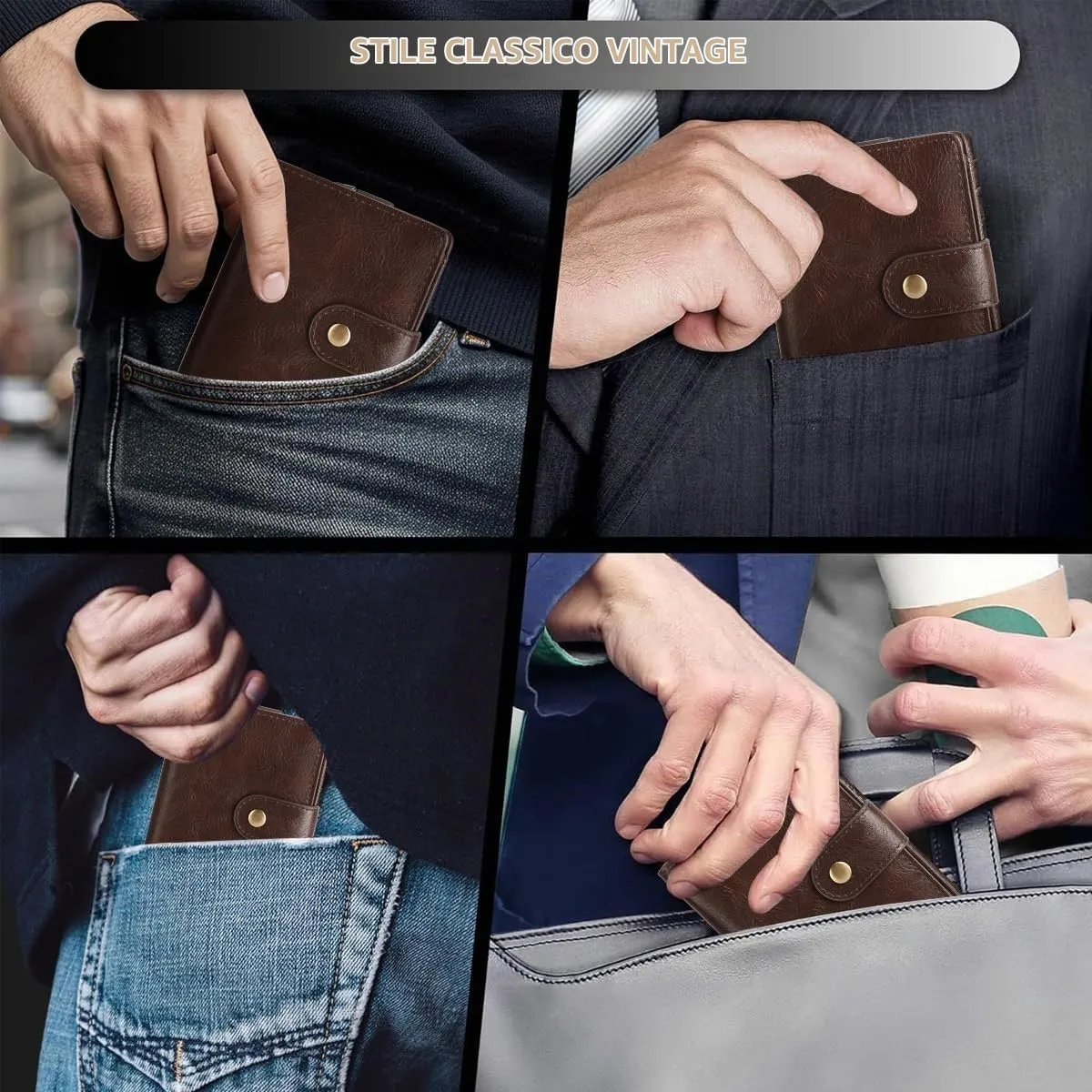 GAEKEAO Portafoglio Uomo, Portamonete in Similpelle con Protezione RFID - immagine 7
