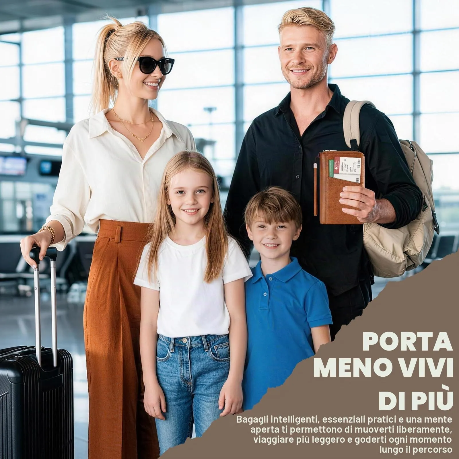 Desing Wish Famiglia Porta Passaporto Viaggio con Blocco RFID Portadocumenti Pu Custodia Portapassaporto Accessori Uomo Donna per Carte di Credito Documenti D'Identità Biglietti Aerei Regali - immagine 6