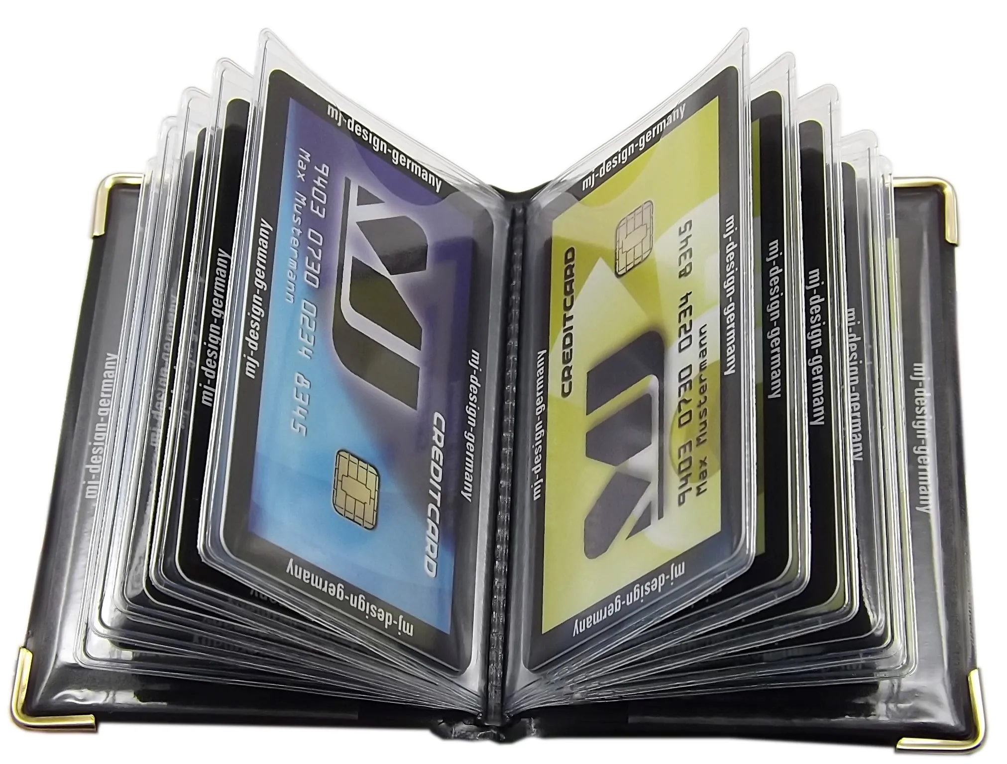 Porta carte di credito con 12 scomparti MJ-Design-Germany Made in UE in diversi colori e designs (Design 3 / Bianco) - immagine 4