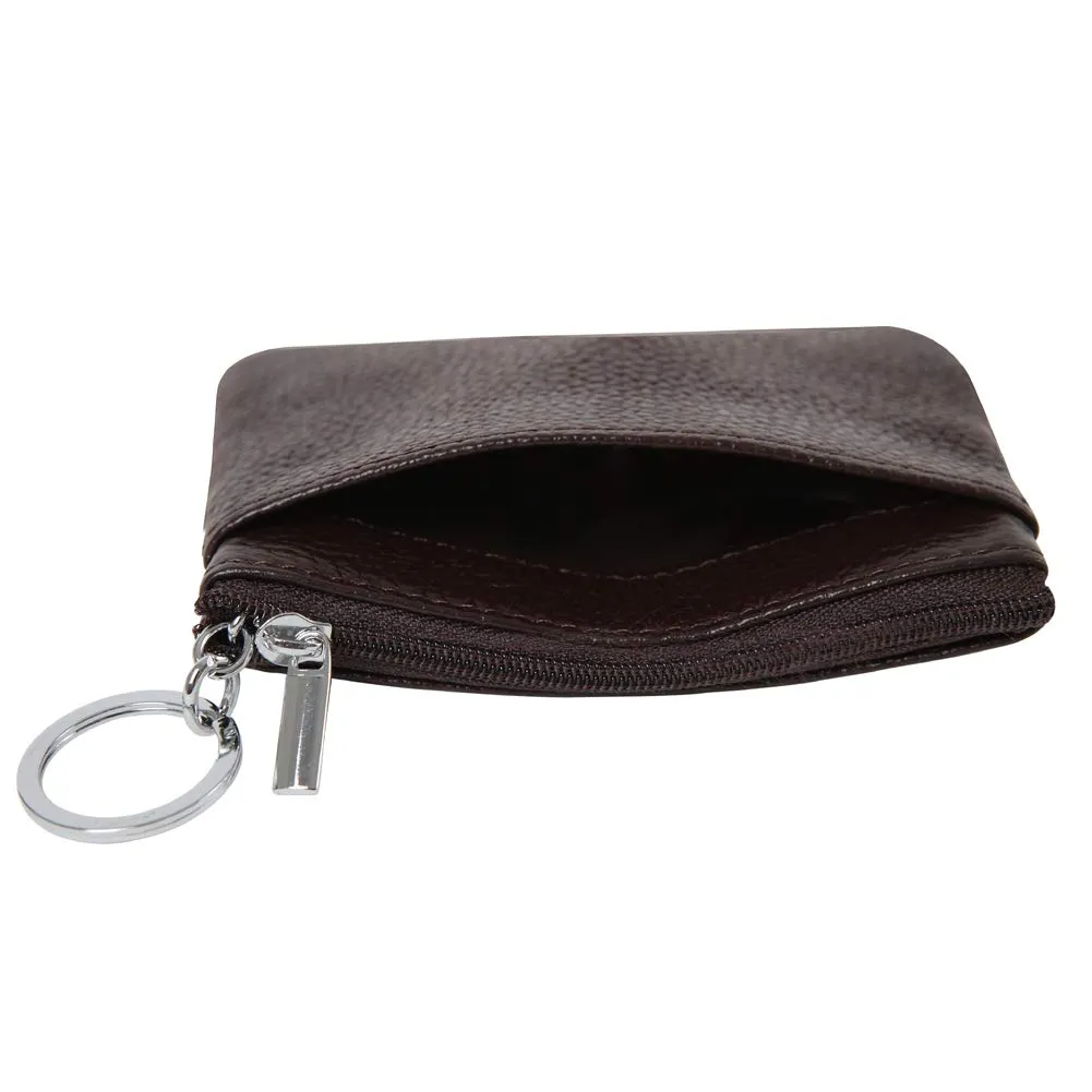 Portafoglio con Mini Custodia Portamonete da Donna in Vera Pelle con Portachiavi, Marrone scuro - immagine 3