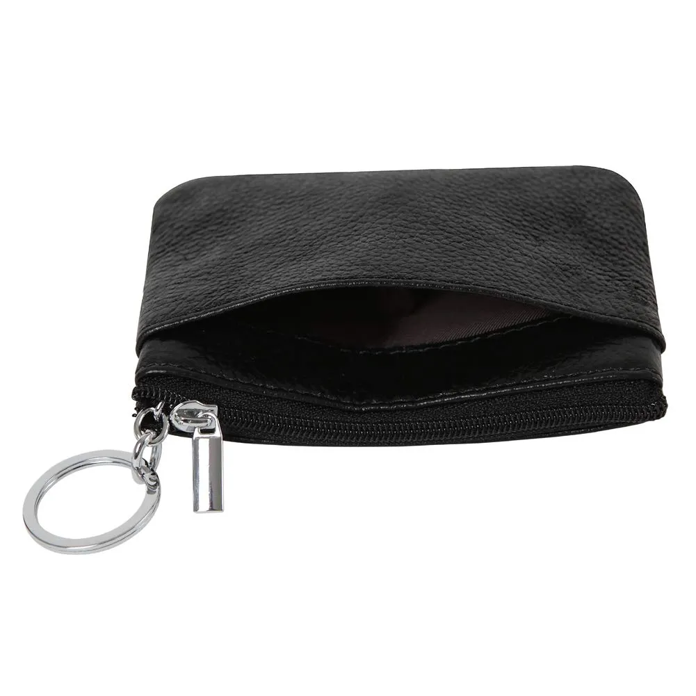 Portafoglio con Mini Custodia Portamonete da Donna in Vera Pelle con Portachiavi, nero - immagine 3