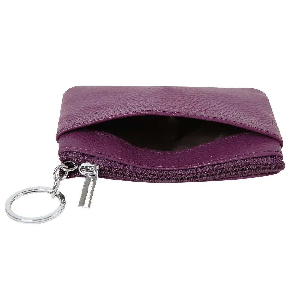 Portafoglio con Mini Custodia Portamonete da Donna in Vera Pelle con Portachiavi, viola - immagine 3