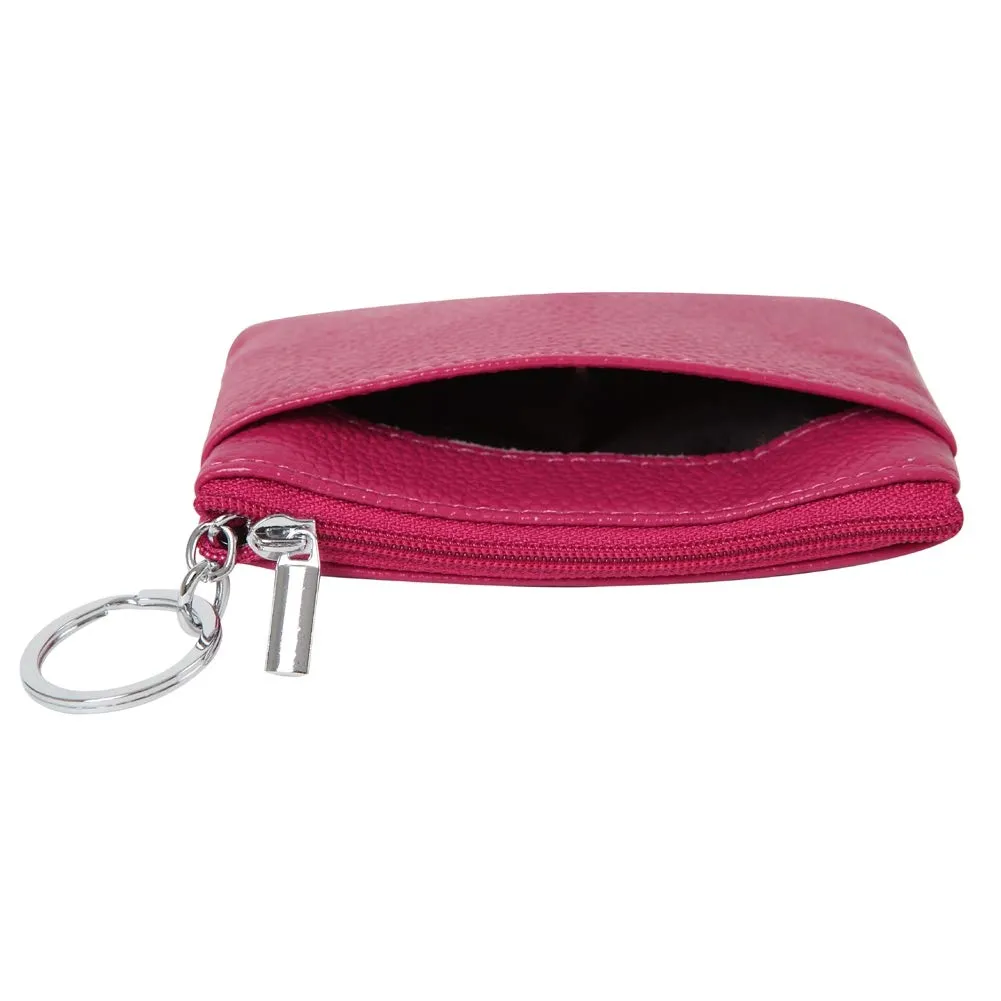 Portafoglio con Mini Custodia Portamonete da Donna in Vera Pelle con Portachiavi, rosso rosato - immagine 3