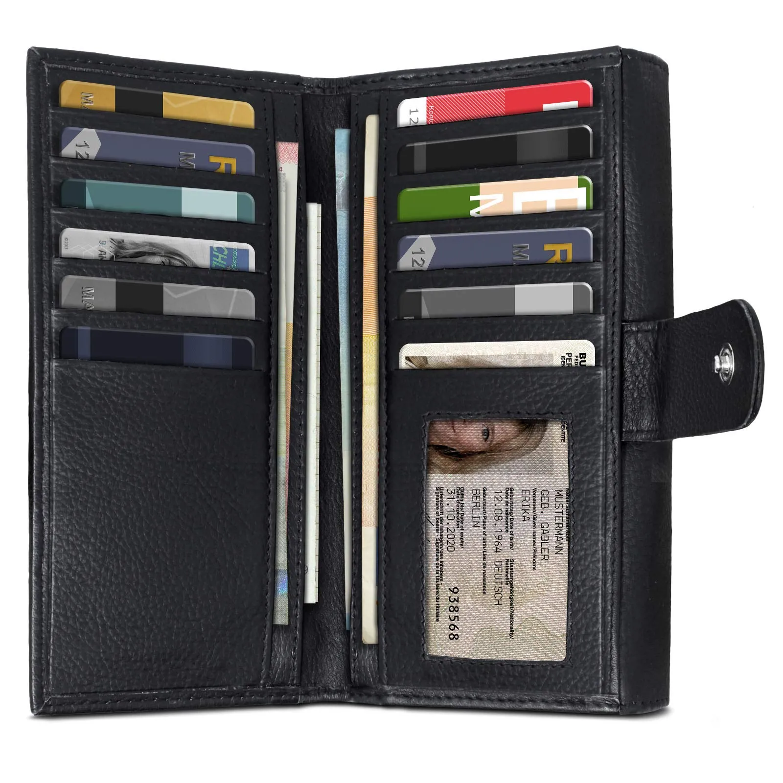 ROYALZ "Orelia Portafoglio vera Pelle Donna Grande Portamoneta Capiente Porta Carte Credito 18 Scomparti Bloccaggio Protezione RFID Etui Lungo - immagine 4