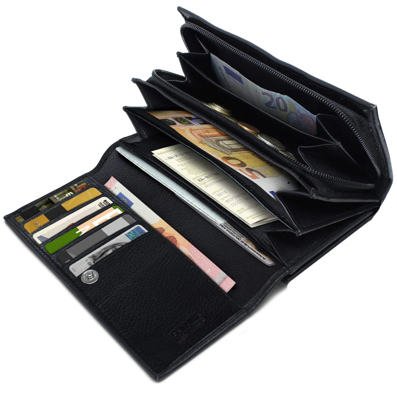 ROYALZ "Orelia Portafoglio vera Pelle Donna Grande Portamoneta Capiente Porta Carte Credito 18 Scomparti Bloccaggio Protezione RFID Etui Lungo - immagine 5