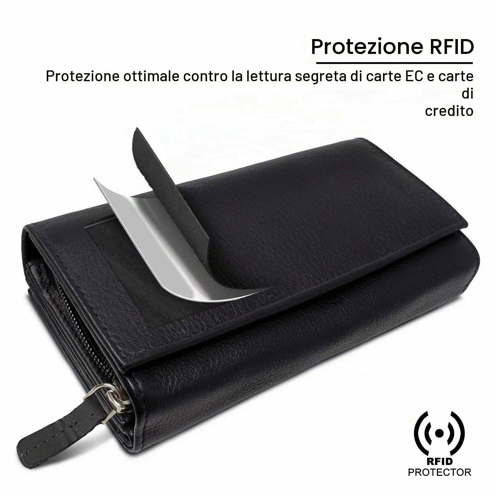ROYALZ "Orelia Portafoglio vera Pelle Donna Grande Portamoneta Capiente Porta Carte Credito 18 Scomparti Bloccaggio Protezione RFID Etui Lungo - immagine 6