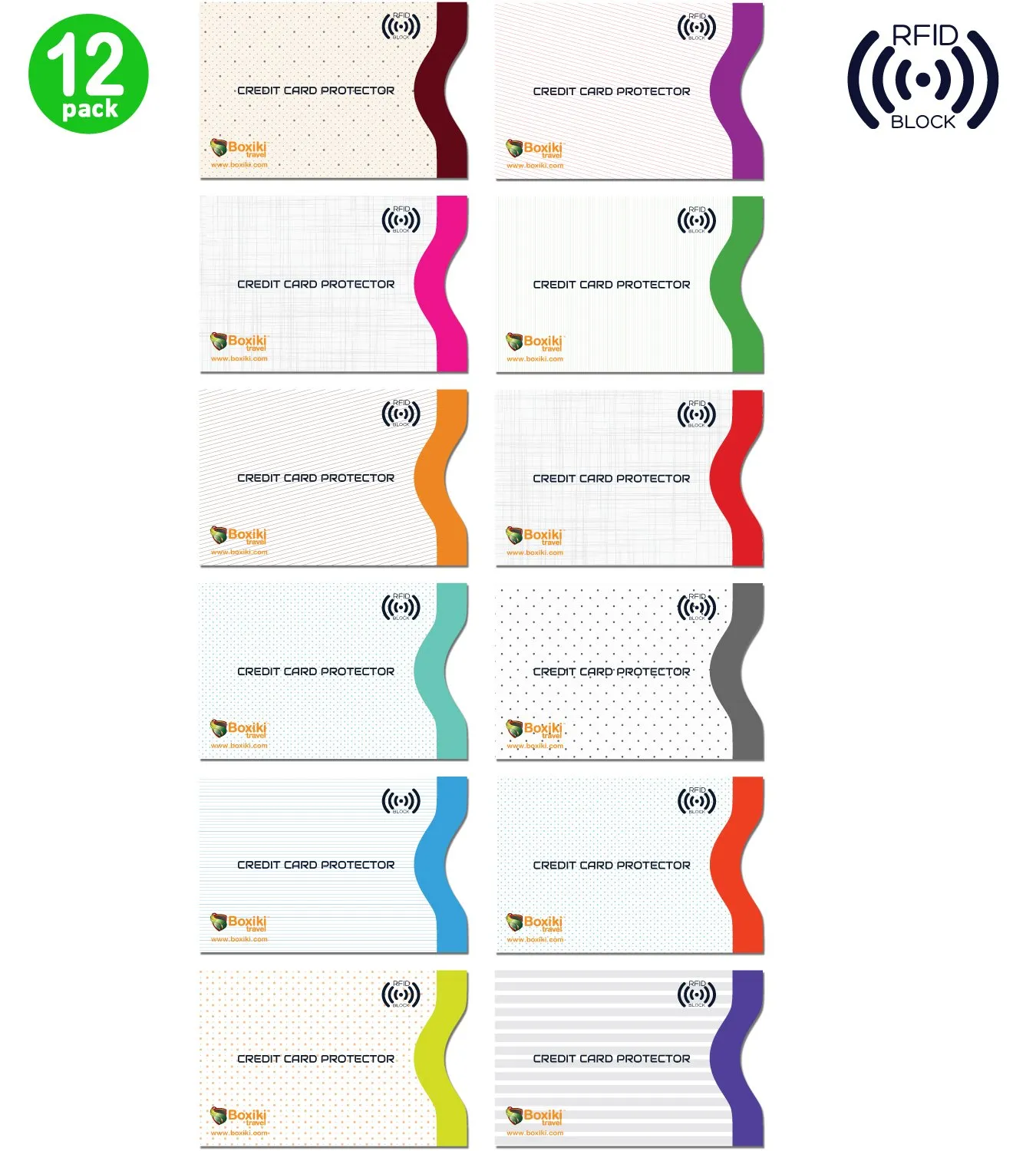 Boxiki Travel Proteggi Carte di Credito Contactless RFID Set 12 Pezzi - Porta Bancomat Schermato con Blocco Elettromagnetico, Custodie Sottili in Alluminio Resistenti ad Acqua e Strappi (Bianco) - immagine 2